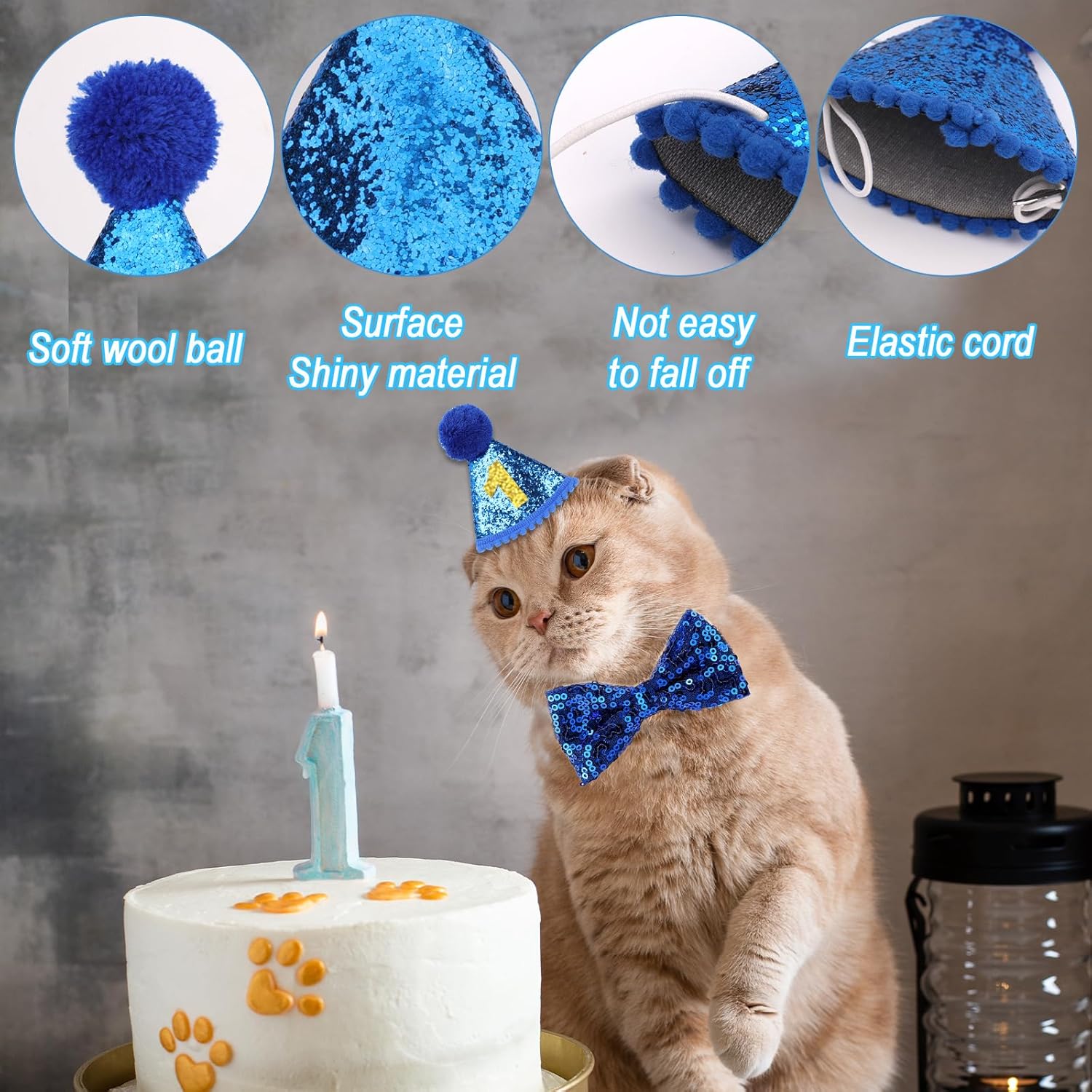 Blue Dog Birthday Party Decorations, Dog Birthday Party Supplies Hat Bandana Bib Dog Birthday Hat Dog Birthday Banner Puppy Birthday Decorations for Dogs Pets Puppy · v11