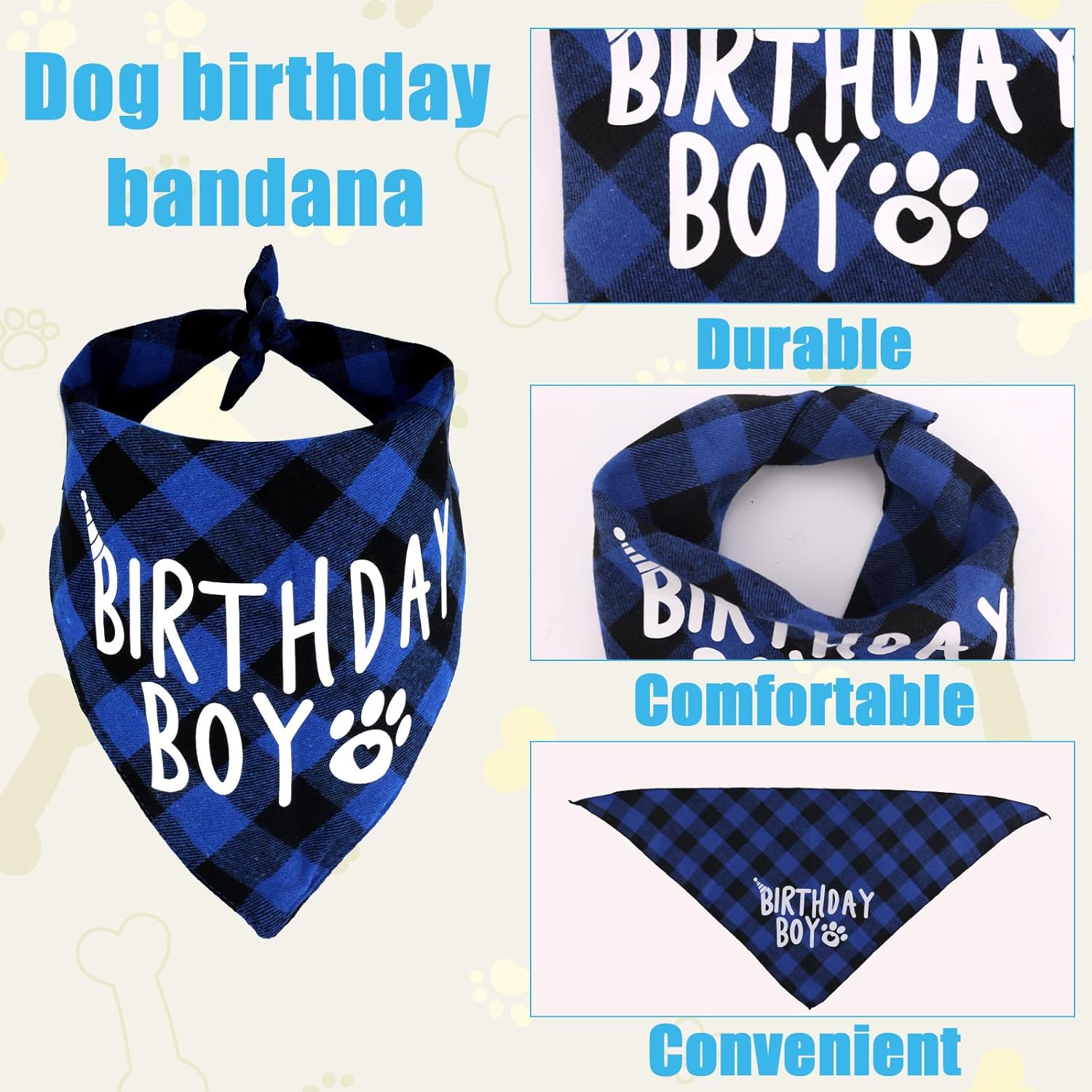 Blue Dog Birthday Party Decorations, Dog Birthday Party Supplies Hat Bandana Bib Dog Birthday Hat Dog Birthday Banner Puppy Birthday Decorations for Dogs Pets Puppy · v11