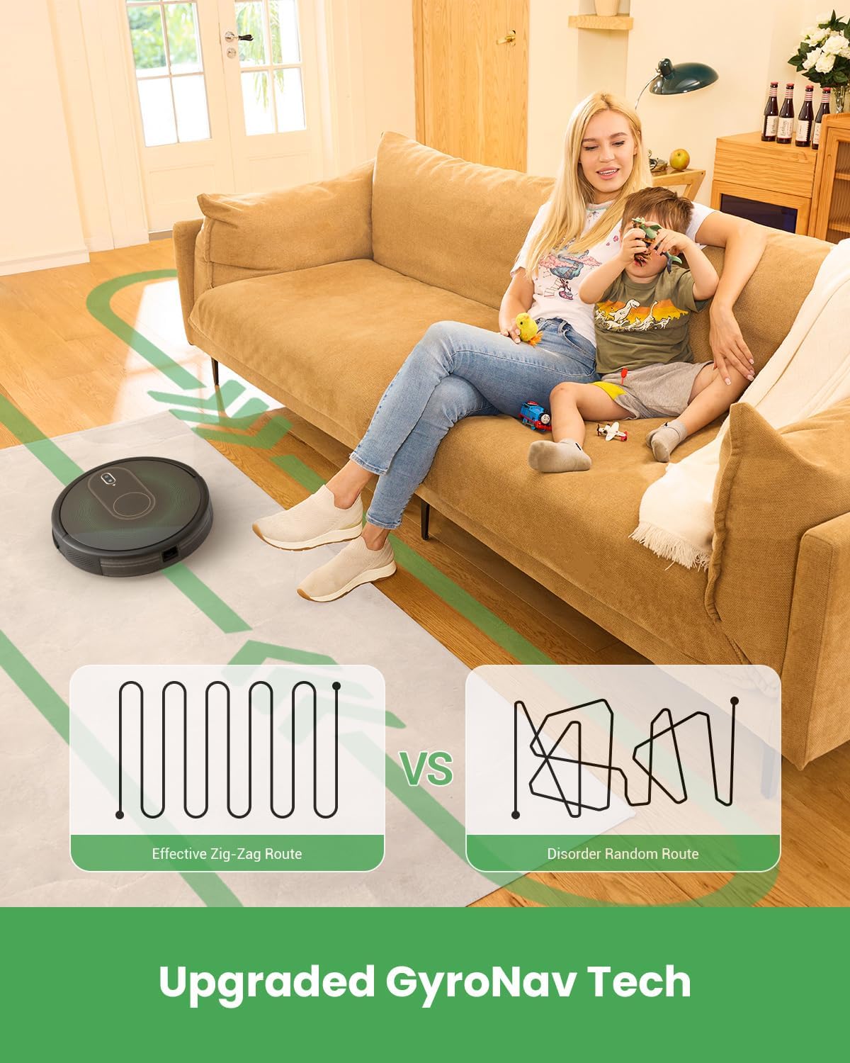 หุ่นยนต์ดูดฝุ่นและถูพื้นแบบคอมโบ – พลังดูดแรง 3,000Pa ควบคุมด้วยแอป/WiFi/Alexa/Siri ดีไซน์เพรียวบาง เงียบ โหมดทำความสะอาดหลายโหมดสำหรับพื้นแข็งและพื้นต่ำ (สีดำ)