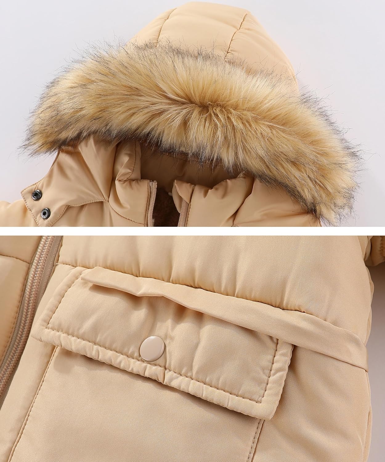 M2C Girls Fleece Lined Cotton Padded Puffer Jacket with Faux Fur Trim