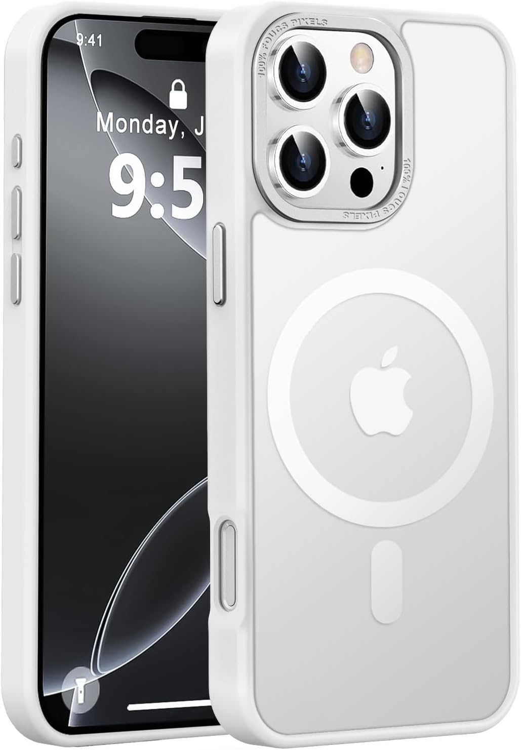 Designed for iPhone 16 Pro Max Case with Magnetic [13 FT Military Drop Protection] [Compatible with Magsafe] Slim Translucent Matte Shockproof with Anti-Fingerprint Phone Case, Frosted White
