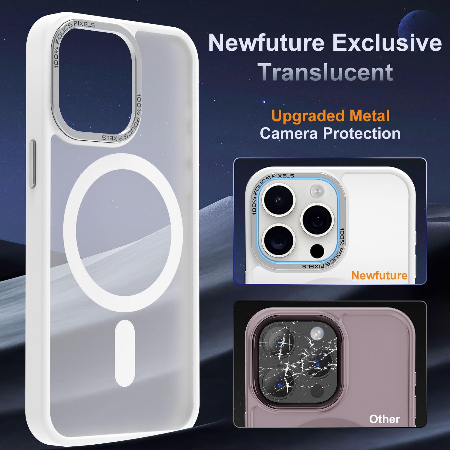 Progettata per iPhone 16 Pro Max con custodia magnetica [protezione militare anticaduta da 13 piedi] [compatibile con Magsafe] Custodia sottile traslucida opaca antiurto con antimpronta digitale, bianco satinato