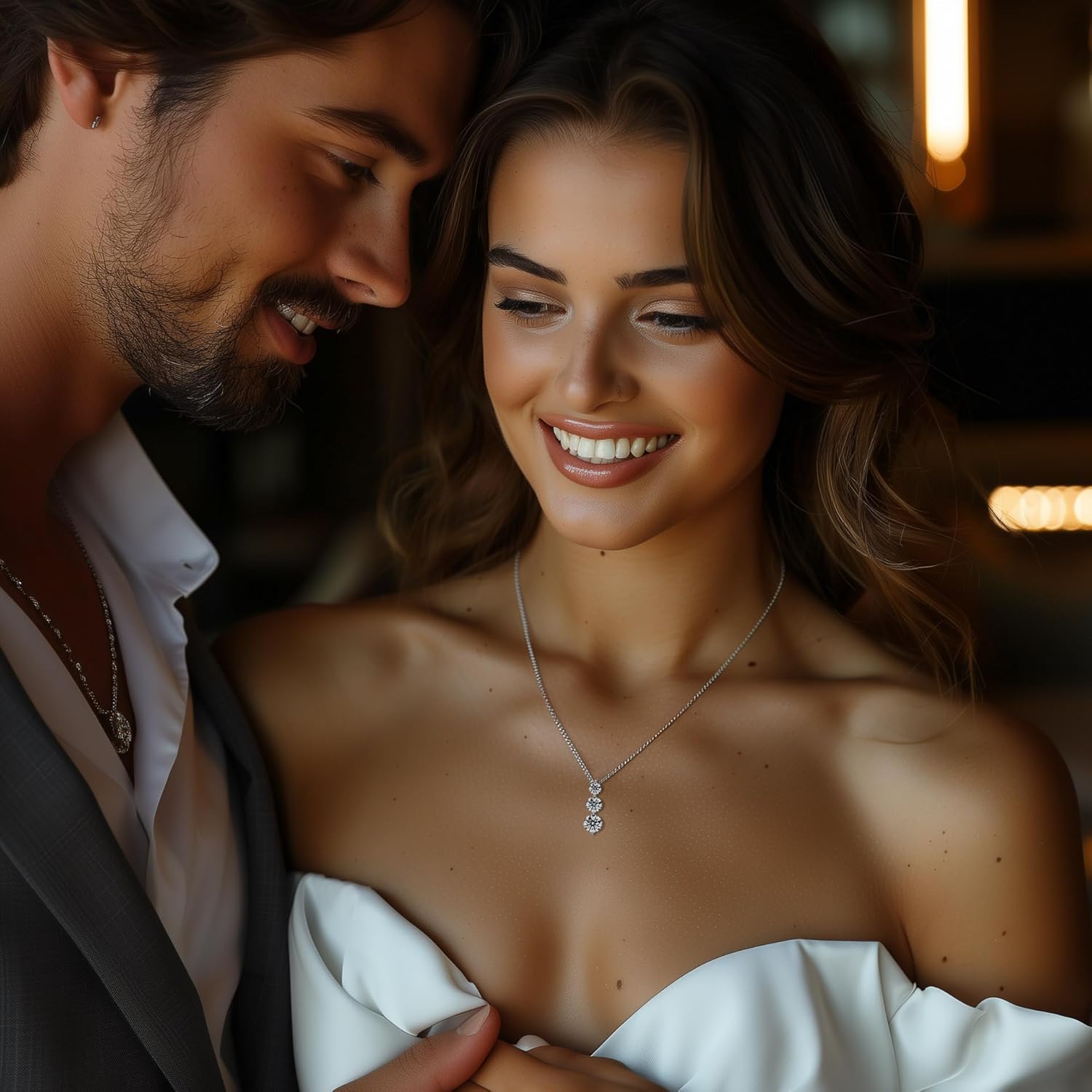 Collana in moissanite da donna con ciondolo a tre pietre I Love You in argento Sterling creato in laboratorio, regalo per l'anniversario di matrimonio, compleanno a mia moglie, figlia, fidanzata, mamma