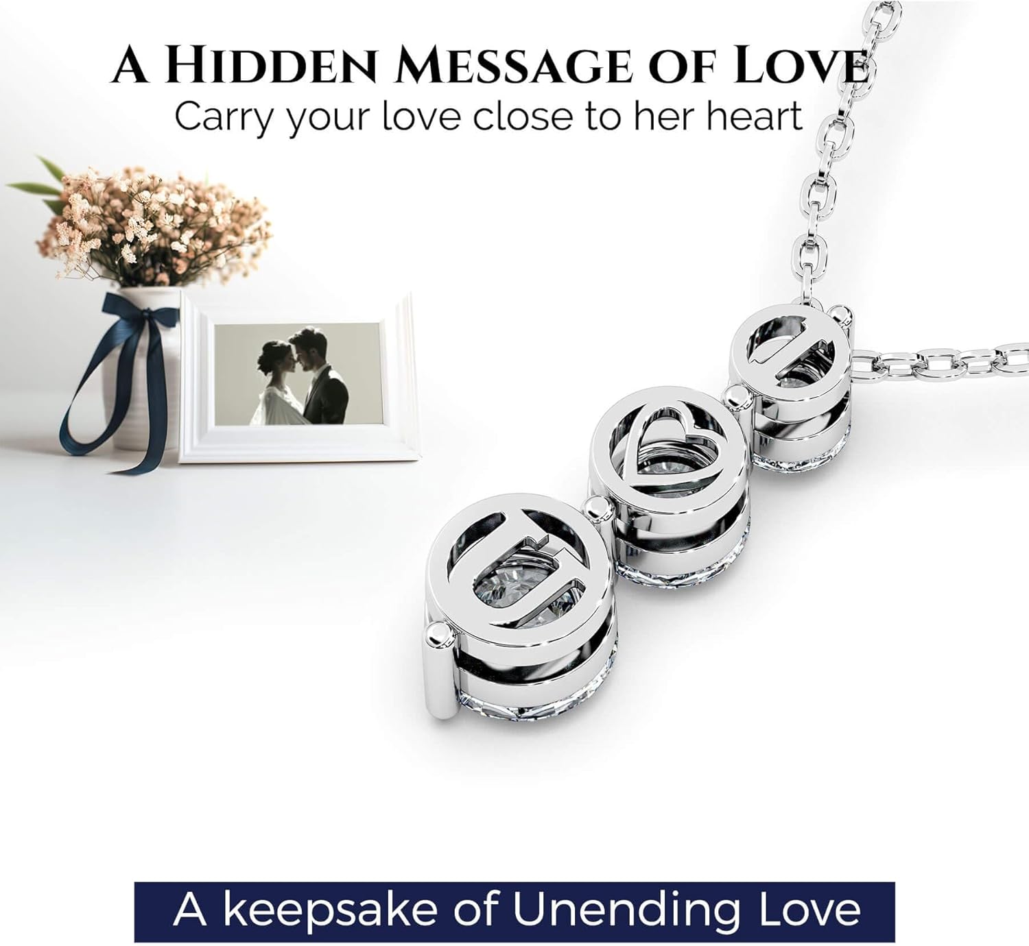 Collana in moissanite da donna con ciondolo a tre pietre I Love You in argento Sterling creato in laboratorio, regalo per l'anniversario di matrimonio, compleanno a mia moglie, figlia, fidanzata, mamma