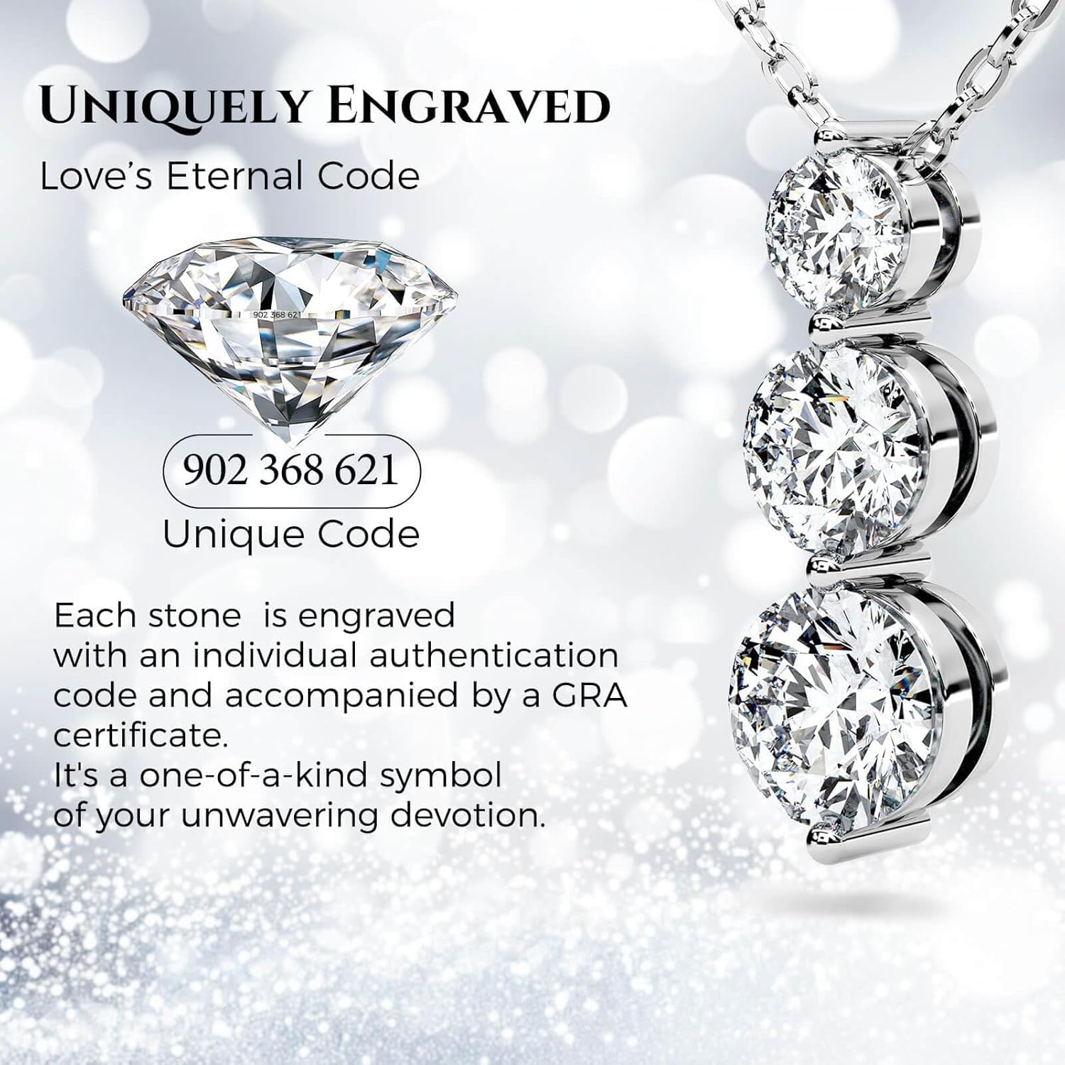 Collana in moissanite da donna con ciondolo a tre pietre I Love You in argento Sterling creato in laboratorio, regalo per l'anniversario di matrimonio, compleanno a mia moglie, figlia, fidanzata, mamma