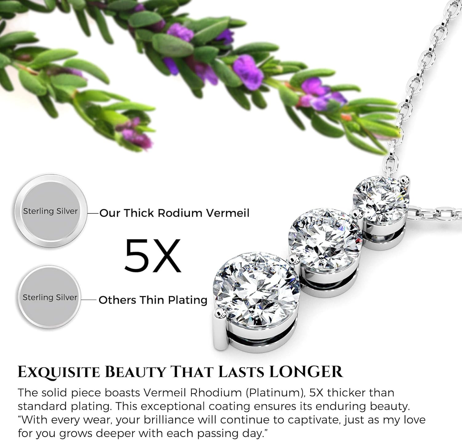 Collana in moissanite da donna con ciondolo a tre pietre I Love You in argento Sterling creato in laboratorio, regalo per l'anniversario di matrimonio, compleanno a mia moglie, figlia, fidanzata, mamma
