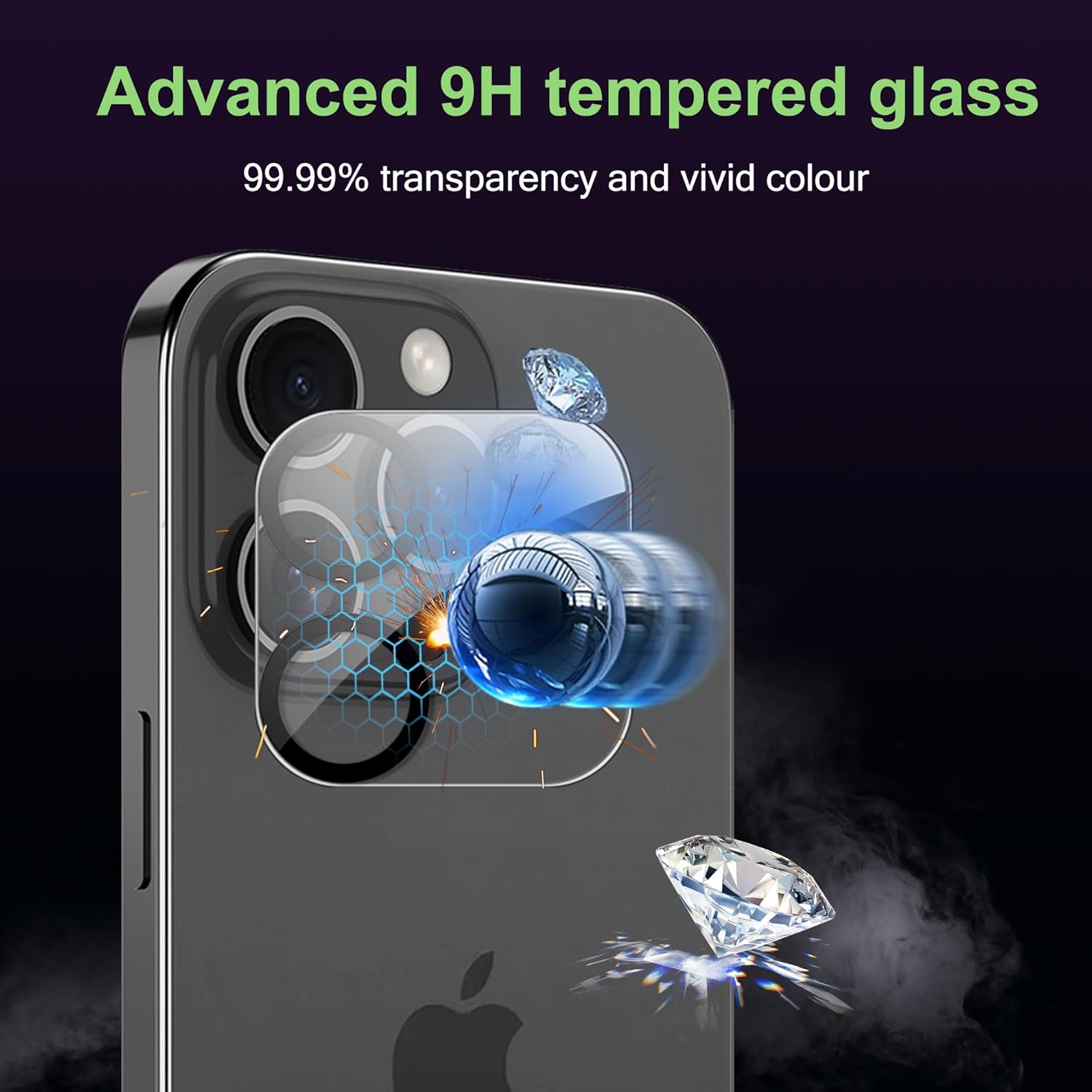 Displayschutz für iPhone 16 Pro Max für die Rückseite mit Kameraobjektivschutz, Härtegrad 9H, kratzfestes gehärtetes Glas, hüllenfreundlich, schützt vor Fingerabdrücken, vor Kratzern, einfache Montage, 6,9 Zoll (3er-Pack)