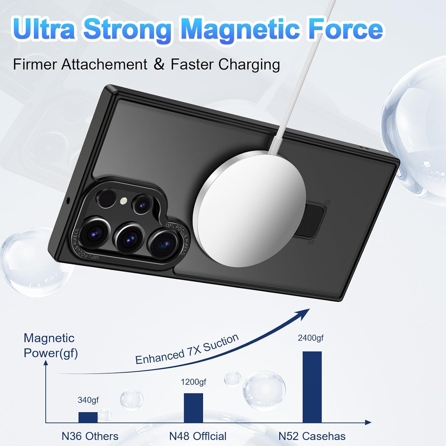for Samsung Galaxy S23 Ultra Case,with Magnetic Invisible Stand [Military Drop Protection] [Compatible with MagSafe] Shockproof Slim Translucent Anti-Slip, Black