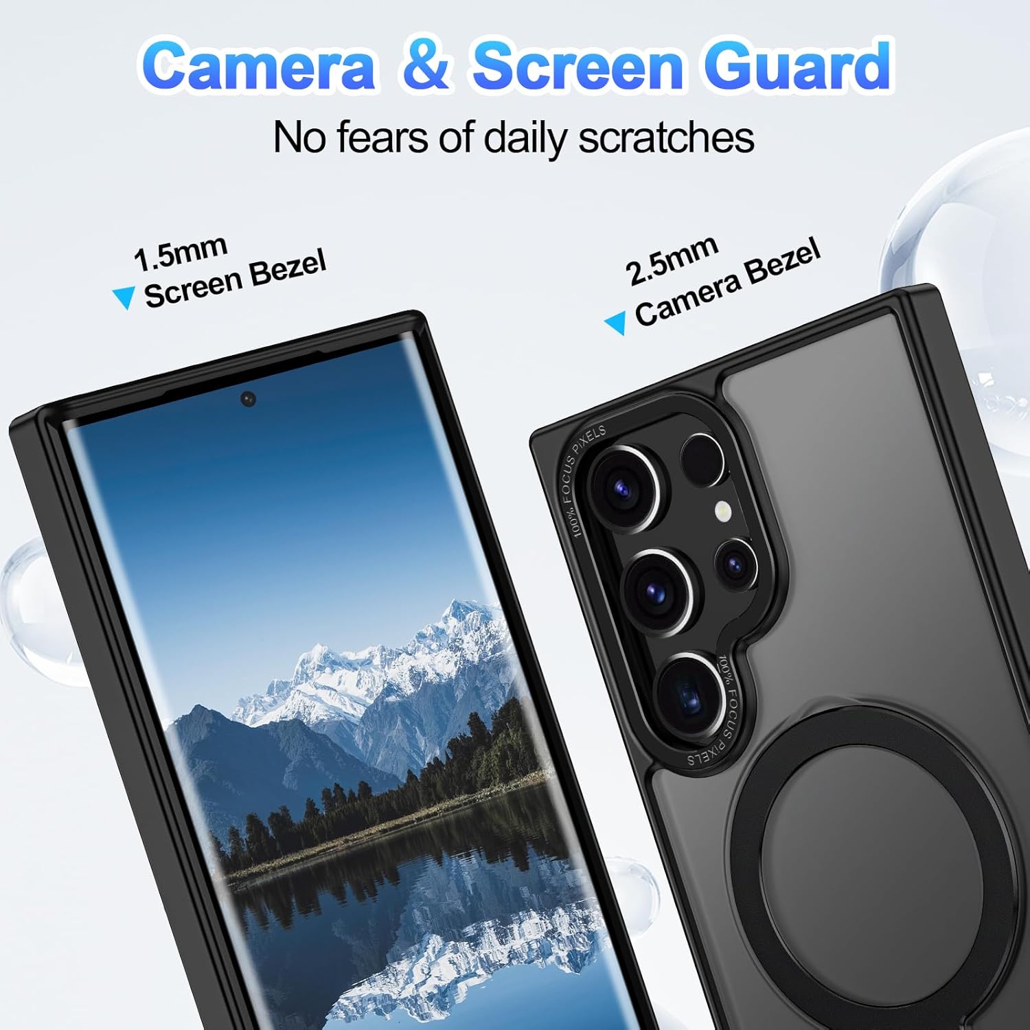 for Samsung Galaxy S23 Ultra Case,with Magnetic Invisible Stand [Military Drop Protection] [Compatible with MagSafe] Shockproof Slim Translucent Anti-Slip, Black