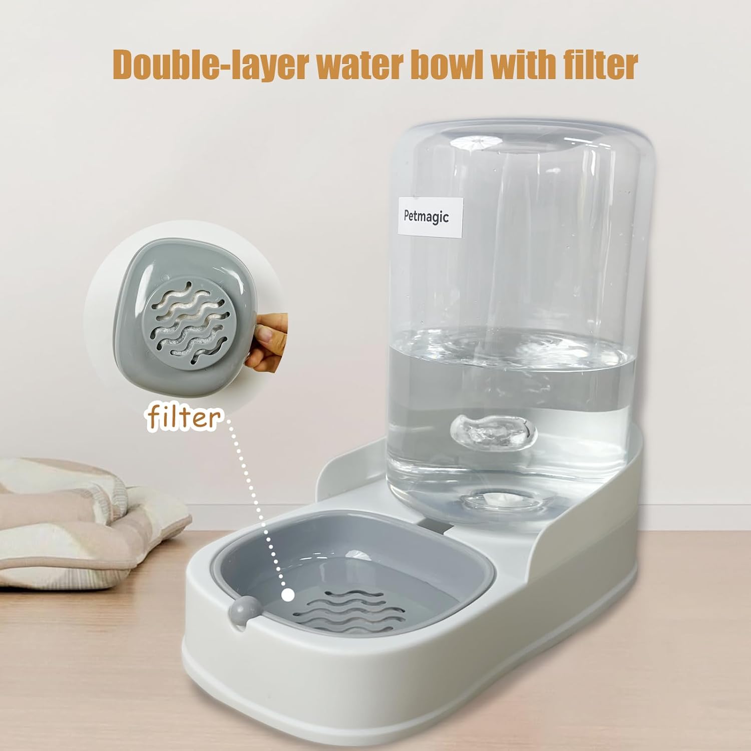 Automatic cat Feeder by Petmagic is a 4.4L Large-Capacity cat Food and Water Bowl Set. This Two-Piece Set is Suitable for pet Feeding, Including Small and Medium-Sized Dogs, Kittens. · v10