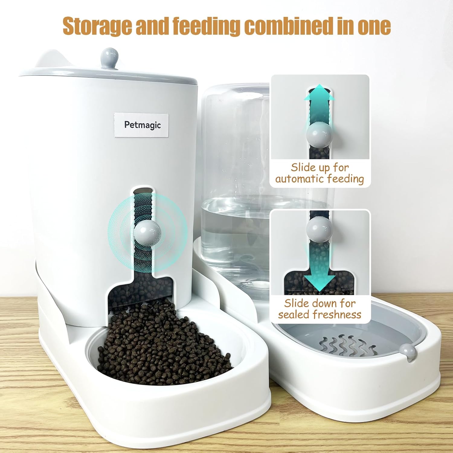 Automatic cat Feeder by Petmagic is a 4.4L Large-Capacity cat Food and Water Bowl Set. This Two-Piece Set is Suitable for pet Feeding, Including Small and Medium-Sized Dogs, Kittens. · v10
