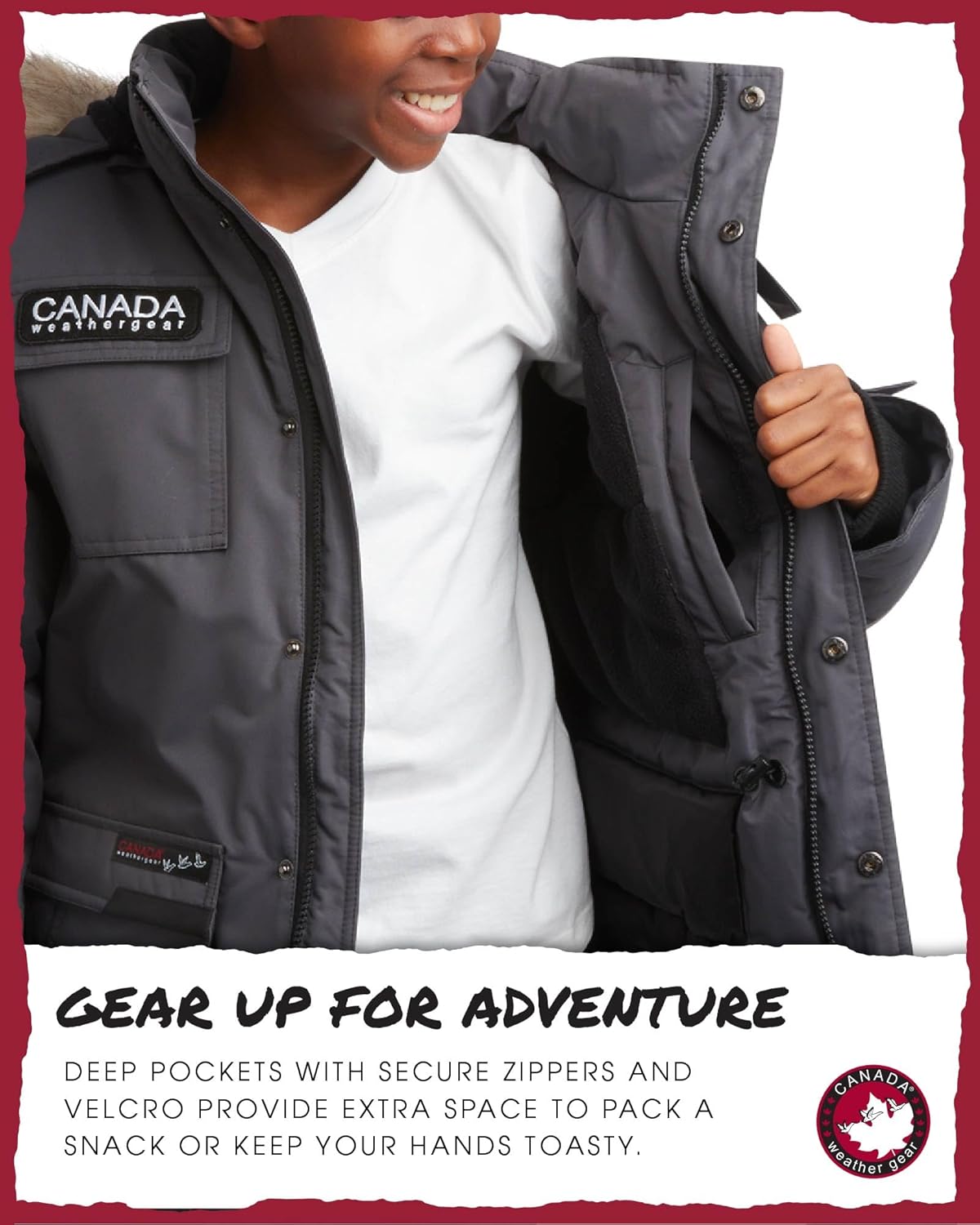 CANADA WEATHER GEAR Boys Parka - Jaket Parka Berlapis Bulu Polar Tebal dengan Tudung Bulu Palsu - Jaket Hangat untuk Anak Laki-laki (8-20)