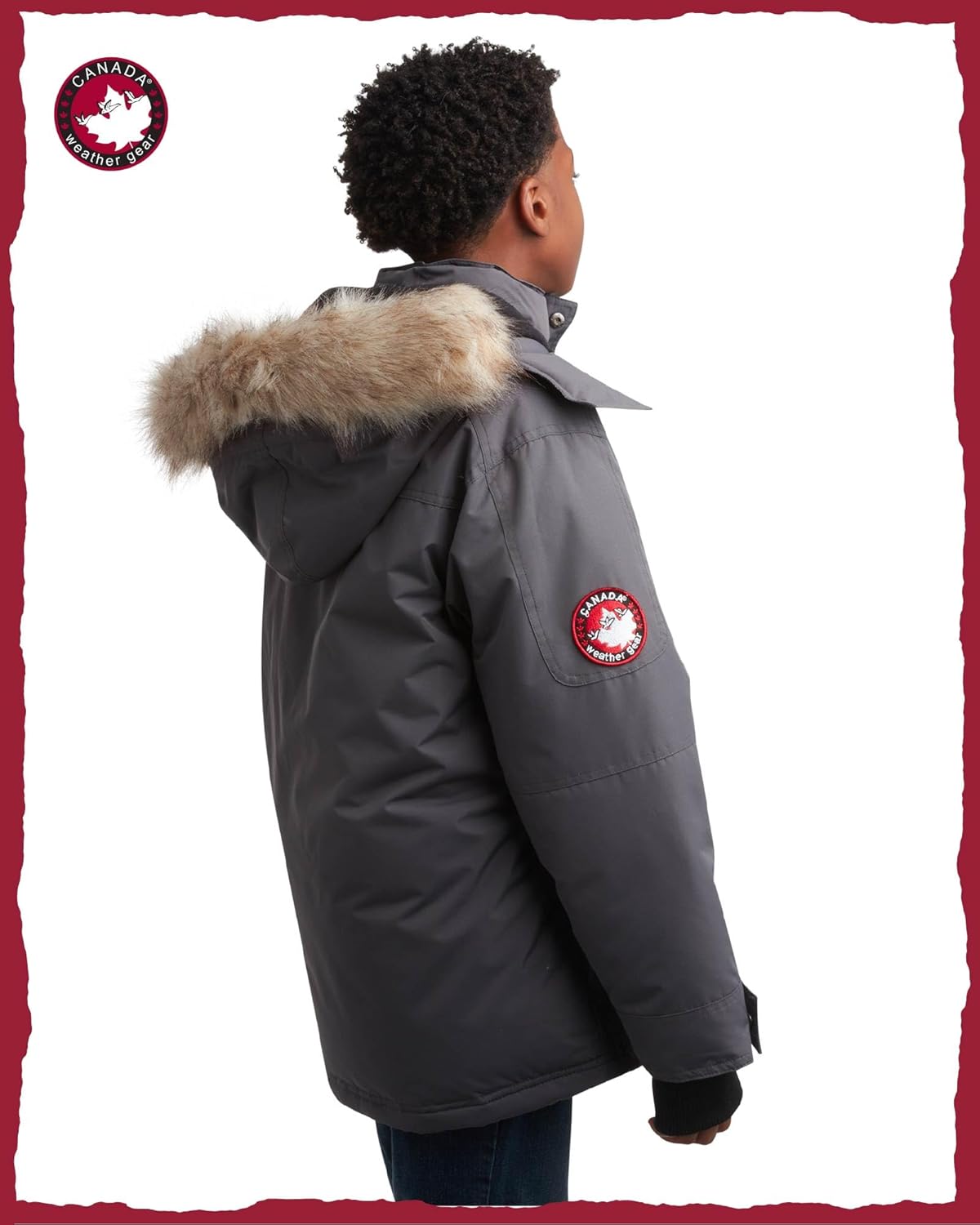 CANADA WEATHER GEAR Boys Parka - Jaket Parka Berlapis Bulu Polar Tebal dengan Tudung Bulu Palsu - Jaket Hangat untuk Anak Laki-laki (8-20)