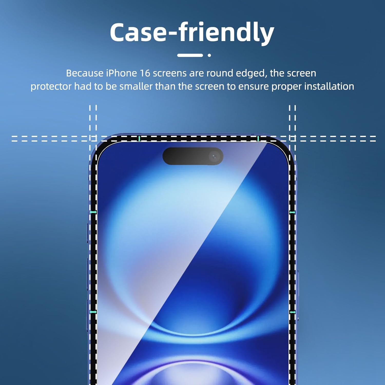 NEWC 3 Pack Designed compatible for iPhone 16 (6.1 inches) Screen Protector Tempered Glass,Case Friendly Ultra Resistant
