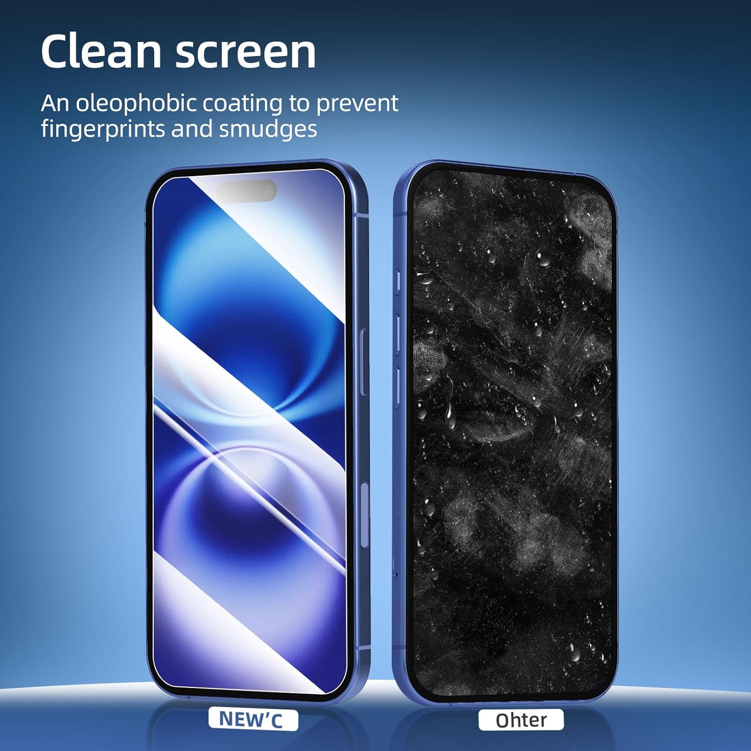 NEWC 3 Pack Designed compatible for iPhone 16 (6.1 inches) Screen Protector Tempered Glass,Case Friendly Ultra Resistant