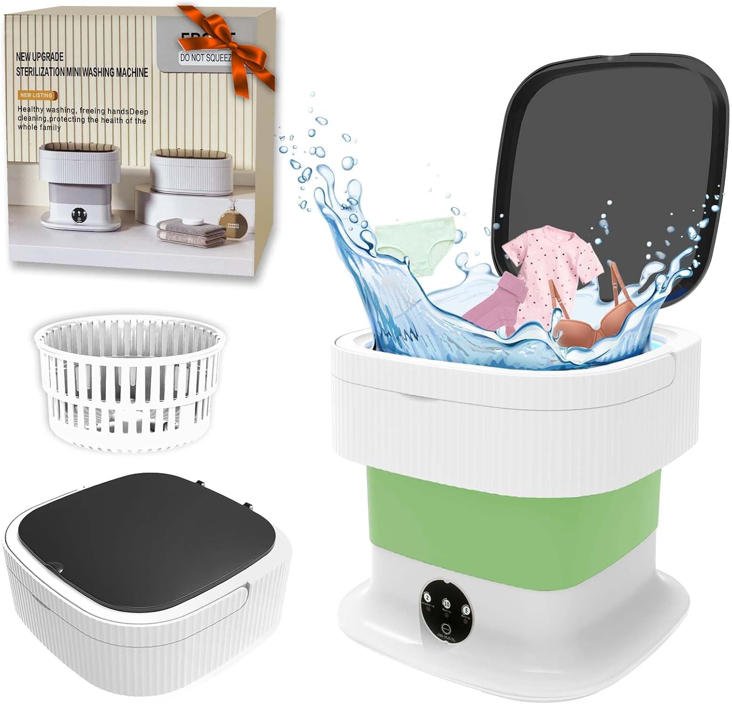 11L Collapsible Travel Washing Machine, Collapsible Washer and Dryer Combo 2 in 1 for Apartments