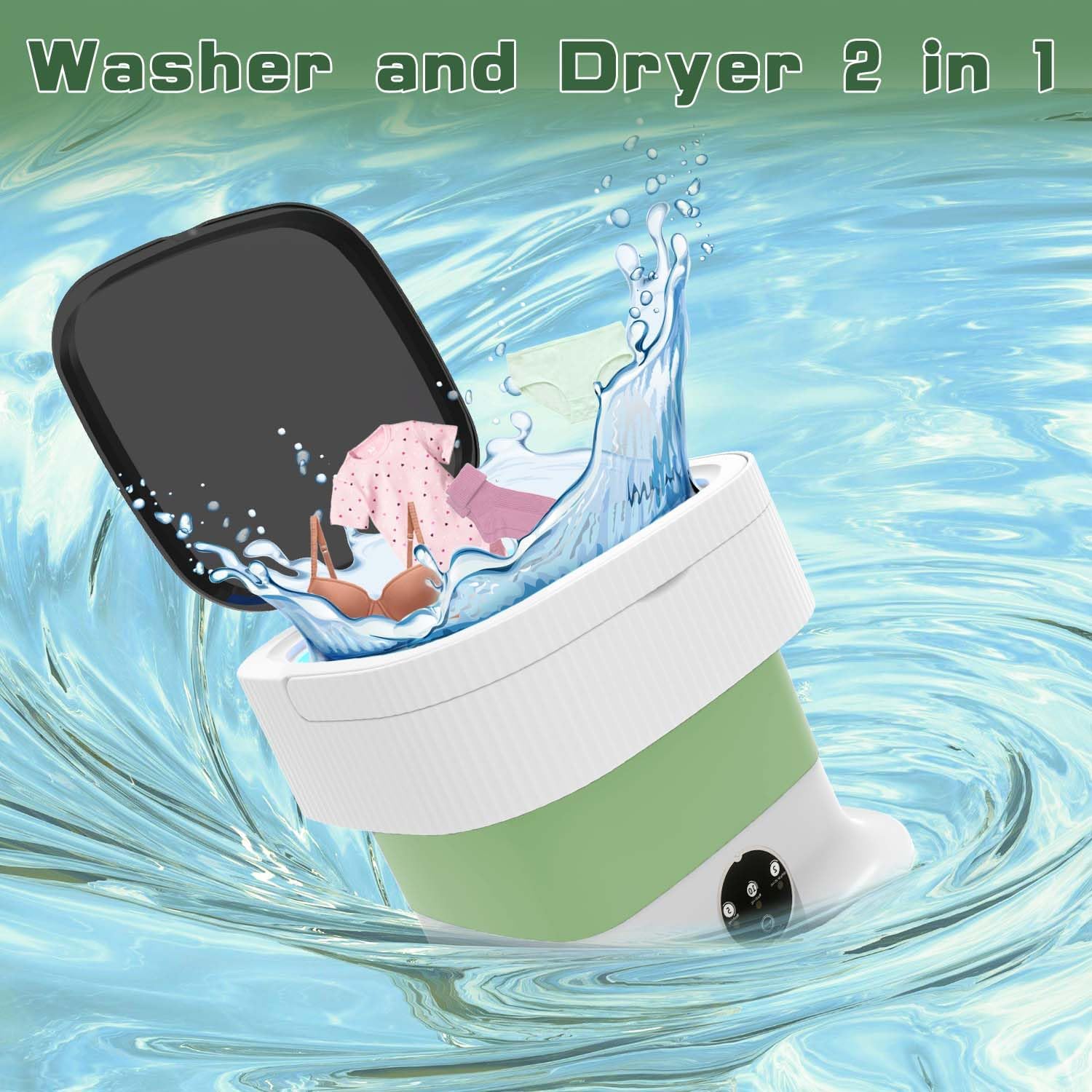 11L Collapsible Travel Washing Machine, Collapsible Washer and Dryer Combo 2 in 1 for Apartments · v2