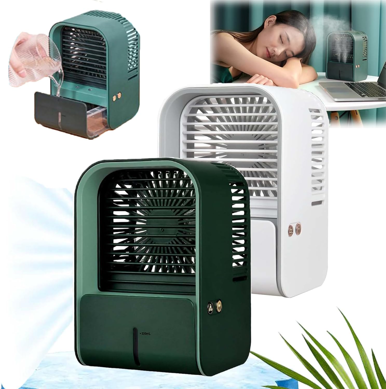Breezy Comforts AC, jednostka AC Breezy Comforts, Przenośny klimatyzator Breezy Comfort, Breezycomforts Ac, Przenośna chłodnica Breezy Air Akumulator USB, 3 ciche prędkości chłodnicy powietrza wyparnego (dwa opakowania)