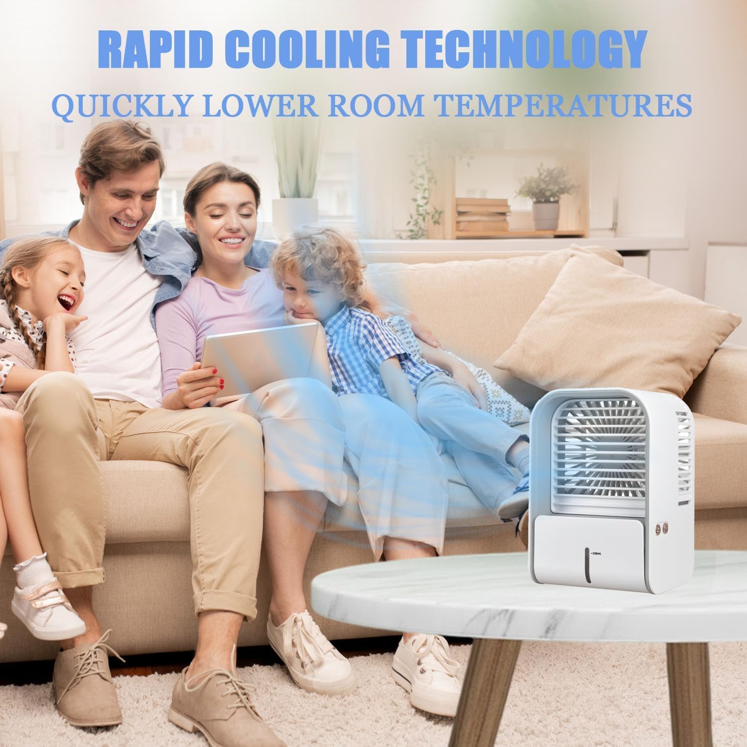 Breezy Comforts AC, jednostka AC Breezy Comforts, Przenośny klimatyzator Breezy Comfort, Breezycomforts Ac, Przenośna chłodnica Breezy Air Akumulator USB, 3 ciche prędkości chłodnicy powietrza wyparnego (dwa opakowania)