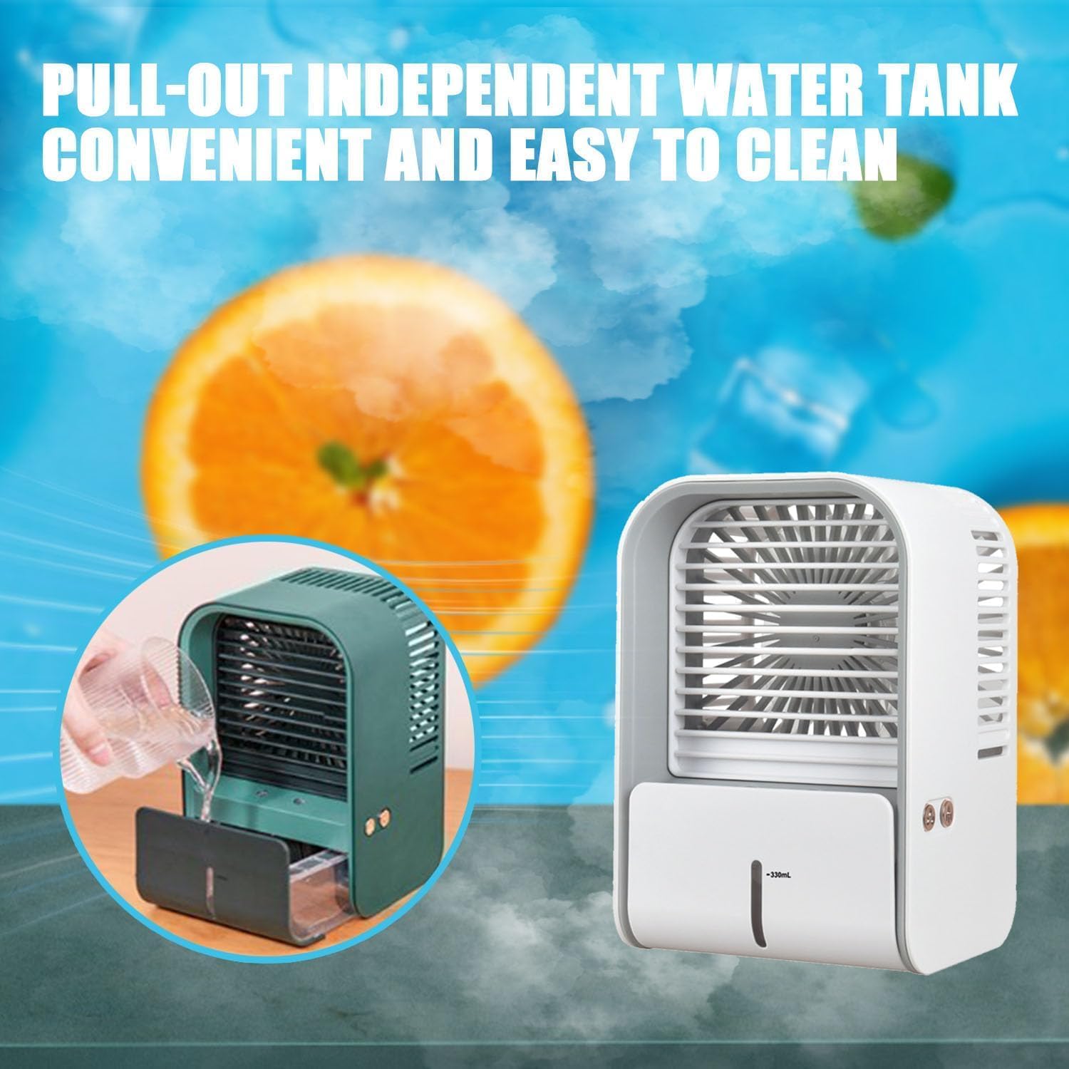 Breezy Comforts AC, jednostka AC Breezy Comforts, Przenośny klimatyzator Breezy Comfort, Breezycomforts Ac, Przenośna chłodnica Breezy Air Akumulator USB, 3 ciche prędkości chłodnicy powietrza wyparnego (dwa opakowania)