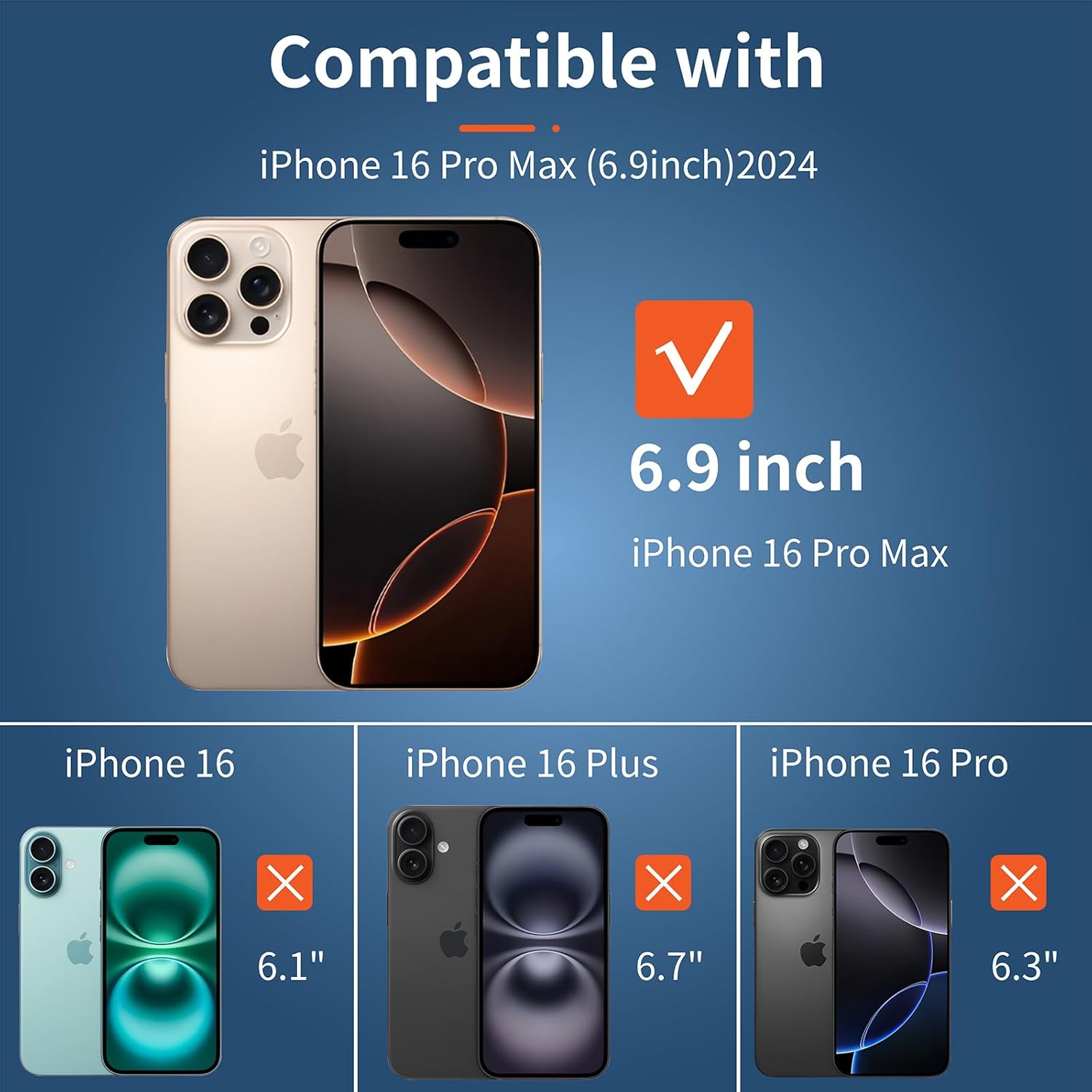 SAMKE 3-Pack for iPhone 16 Pro Max Screen Protector Tempered Glass, iPhone 16 ProMax (6.9-inch) Tempered Glass Film, 10H Hardness, Ultra Resistant, Ultra-strong adsorption, easy to install, Bubble Free · v2