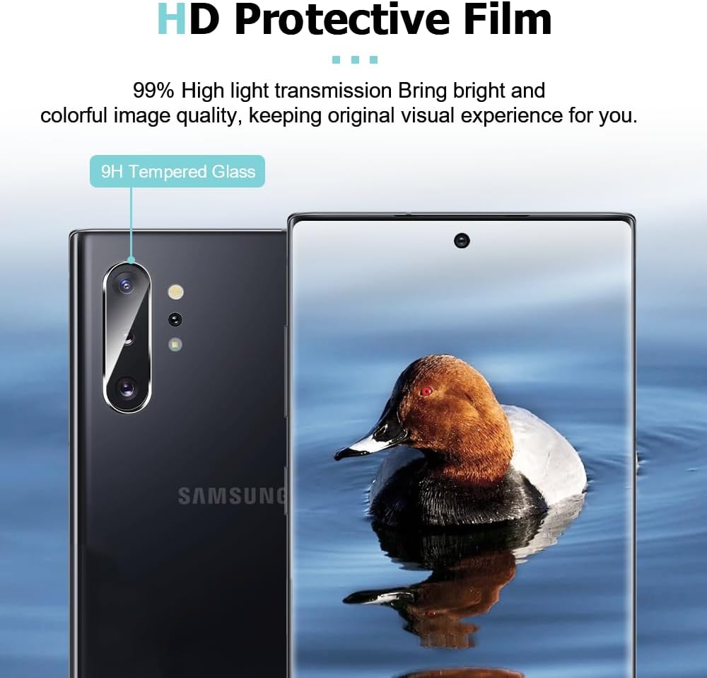 3 2 Pack Galaxy Note 10 Plus Tempered Glass With Camera Lens Protector 9H Hardness 3D Curved Clear Screen Supports Fingerprint Unlocking Suitable For Samsung Galaxy Note 10 Plus Screen Protector 6.8 Inches