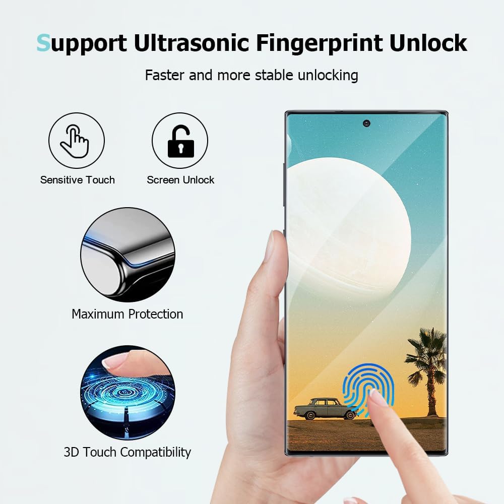 3 2 Pack Galaxy Note 10 Plus Tempered Glass With Camera Lens Protector 9H Hardness 3D Curved Clear Screen Supports Fingerprint Unlocking Suitable For Samsung Galaxy Note 10 Plus Screen Protector 6.8 Inches
