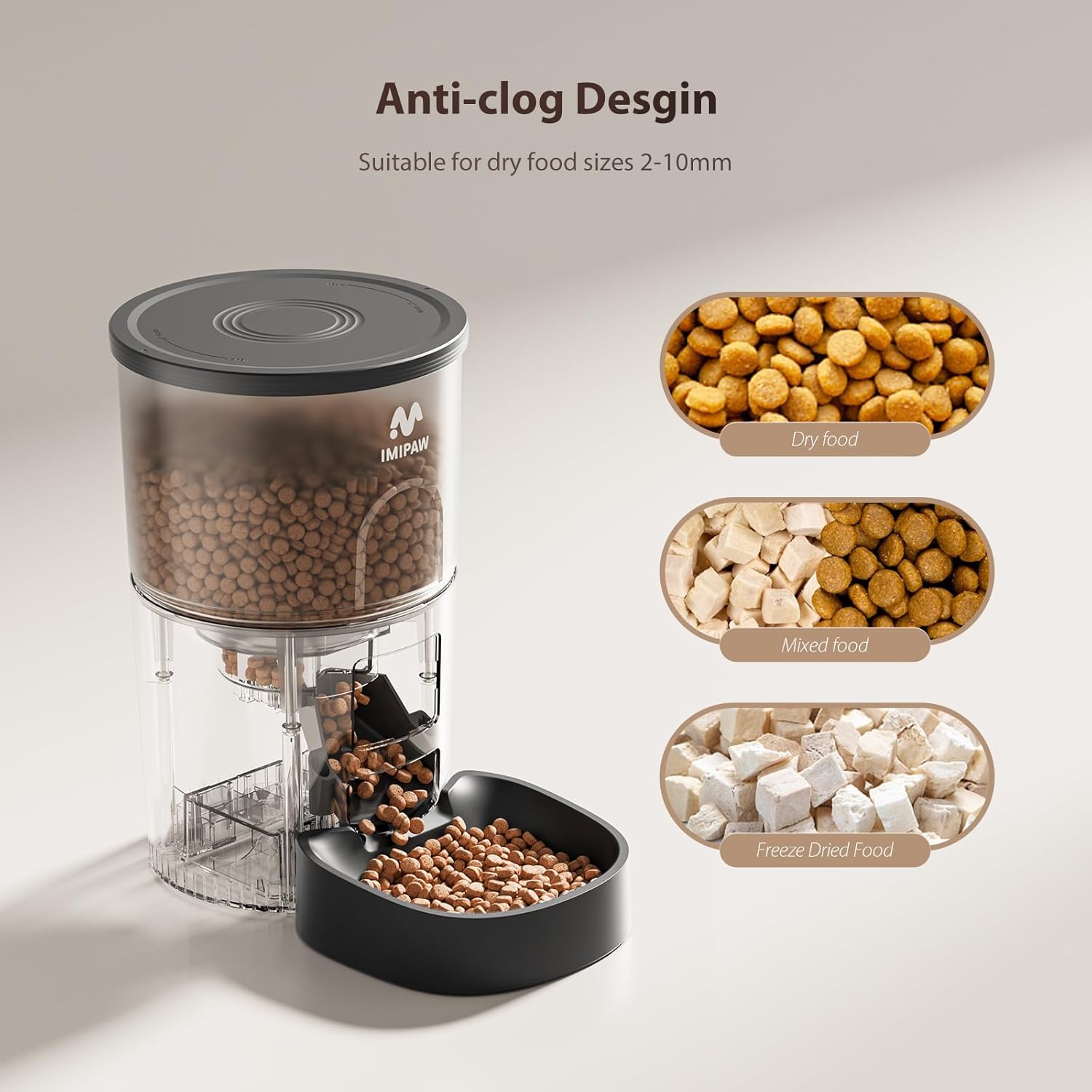 Automatic Cat Food Dispenser, WiFi Cat Feeder with APP Remote Control for Dry Pet Food, Programmable Timer, Dual Power Supply, Slow Feeder for Cats  Small Dogs, Black · v2
