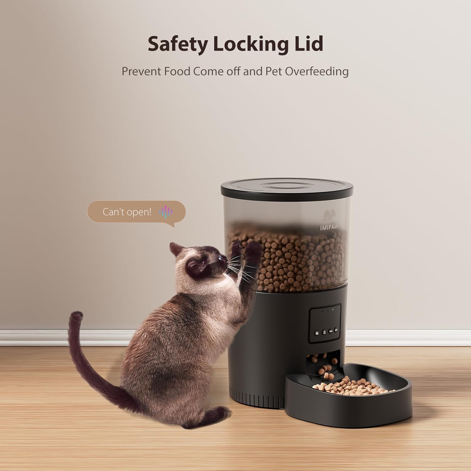 Automatic Cat Food Dispenser, WiFi Cat Feeder with APP Remote Control for Dry Pet Food, Programmable Timer, Dual Power Supply, Slow Feeder for Cats  Small Dogs, Black · v2