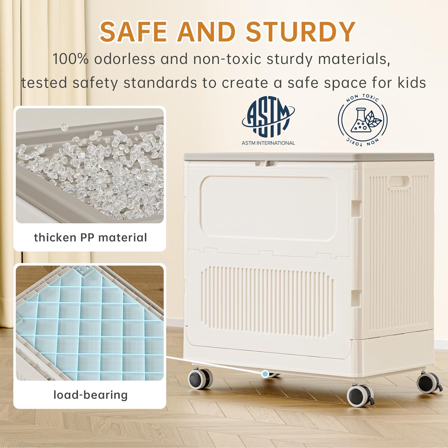 Toy Box for Living Room Area - 130L Extra Large Toy Chest Storage Organizer - Collapsible Sturdy Toy Storage Bins with Lids and Wheels - Kids Toy Box for Boys, Girls, Nursery, Playroom · v4