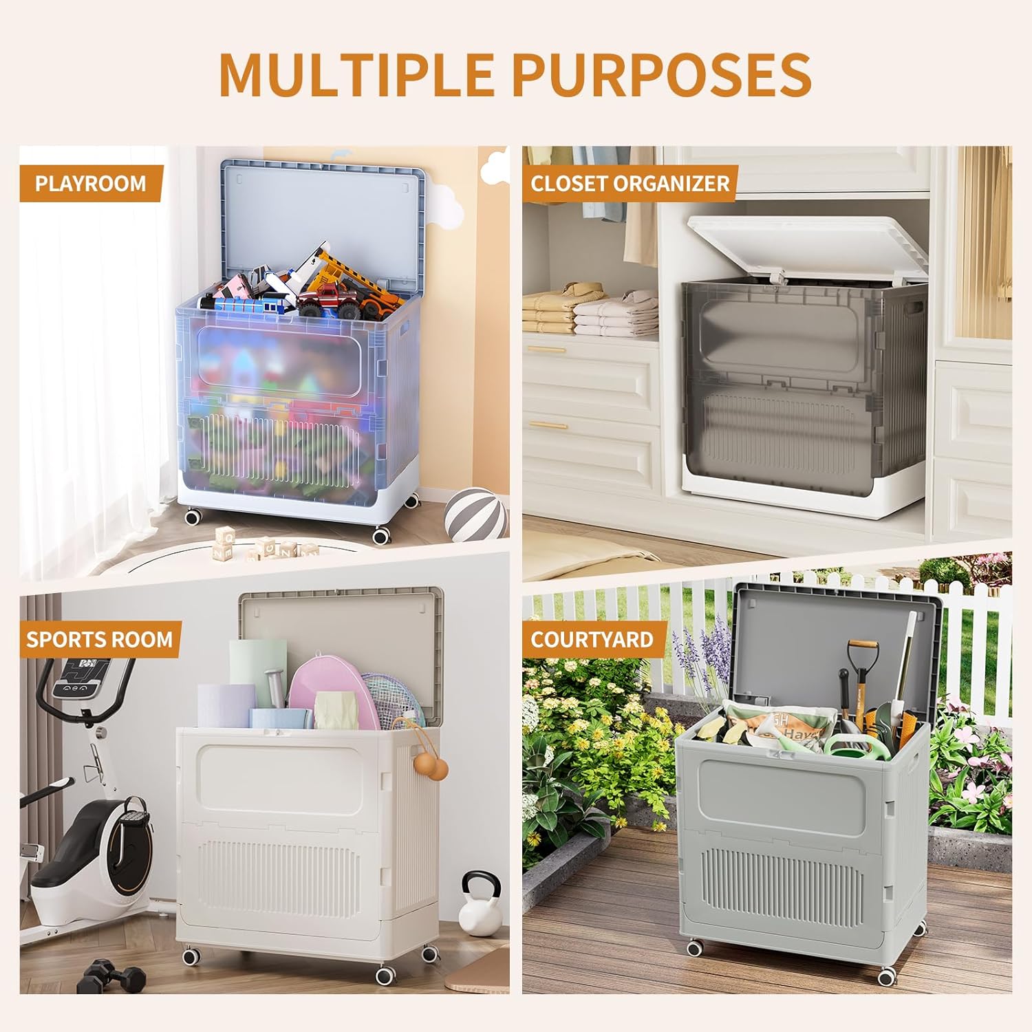 Toy Box for Living Room Area - 130L Extra Large Toy Chest Storage Organizer - Collapsible Sturdy Toy Storage Bins with Lids and Wheels - Kids Toy Box for Boys, Girls, Nursery, Playroom · v4