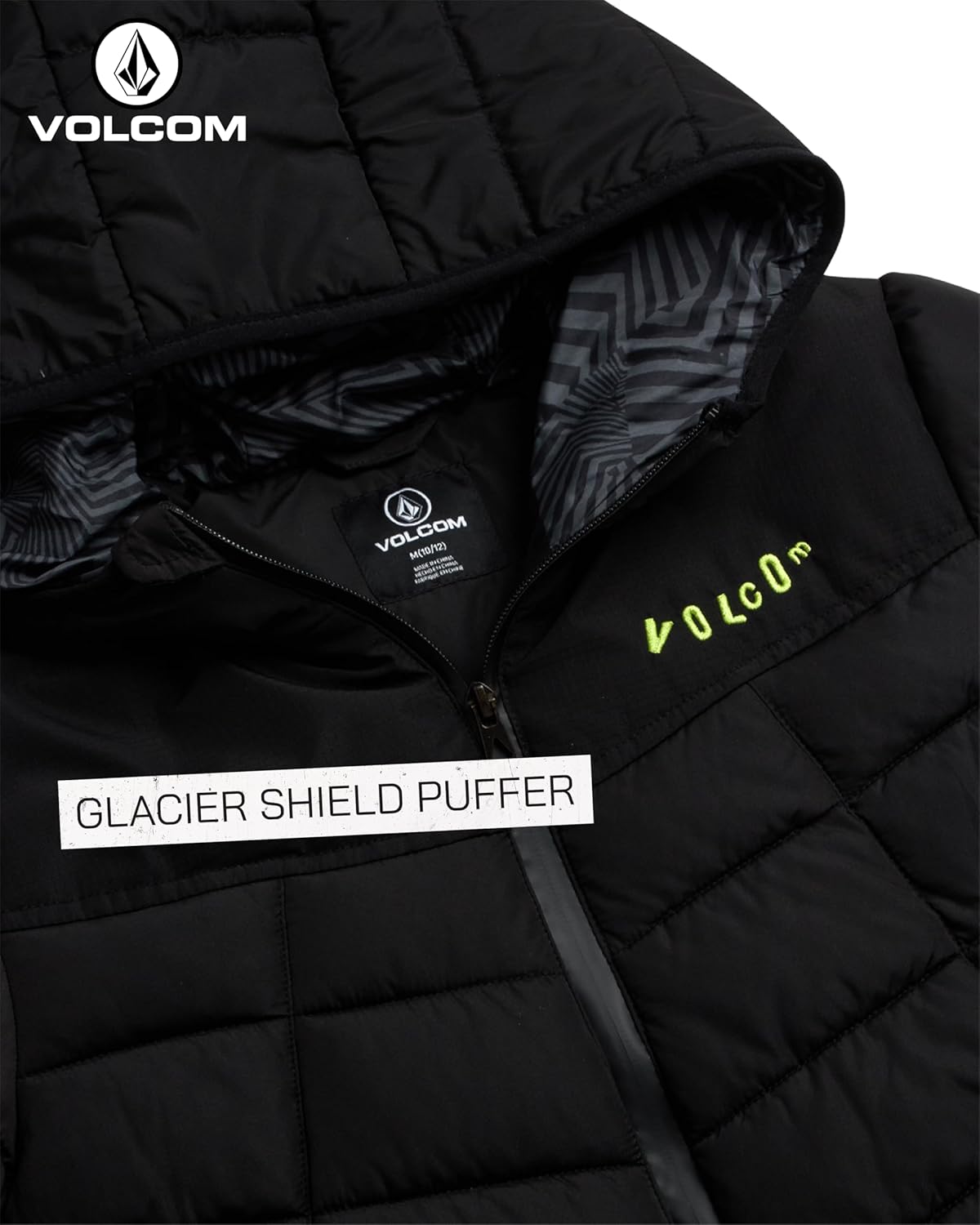 Volcom Erkek Çocuk Puffer Ceket - Glacier Shield Kapitone Kapüşonlu Kışlık Ceket - Erkekler için Yalıtımlı Dış Giyim Ceketleri (4-18)