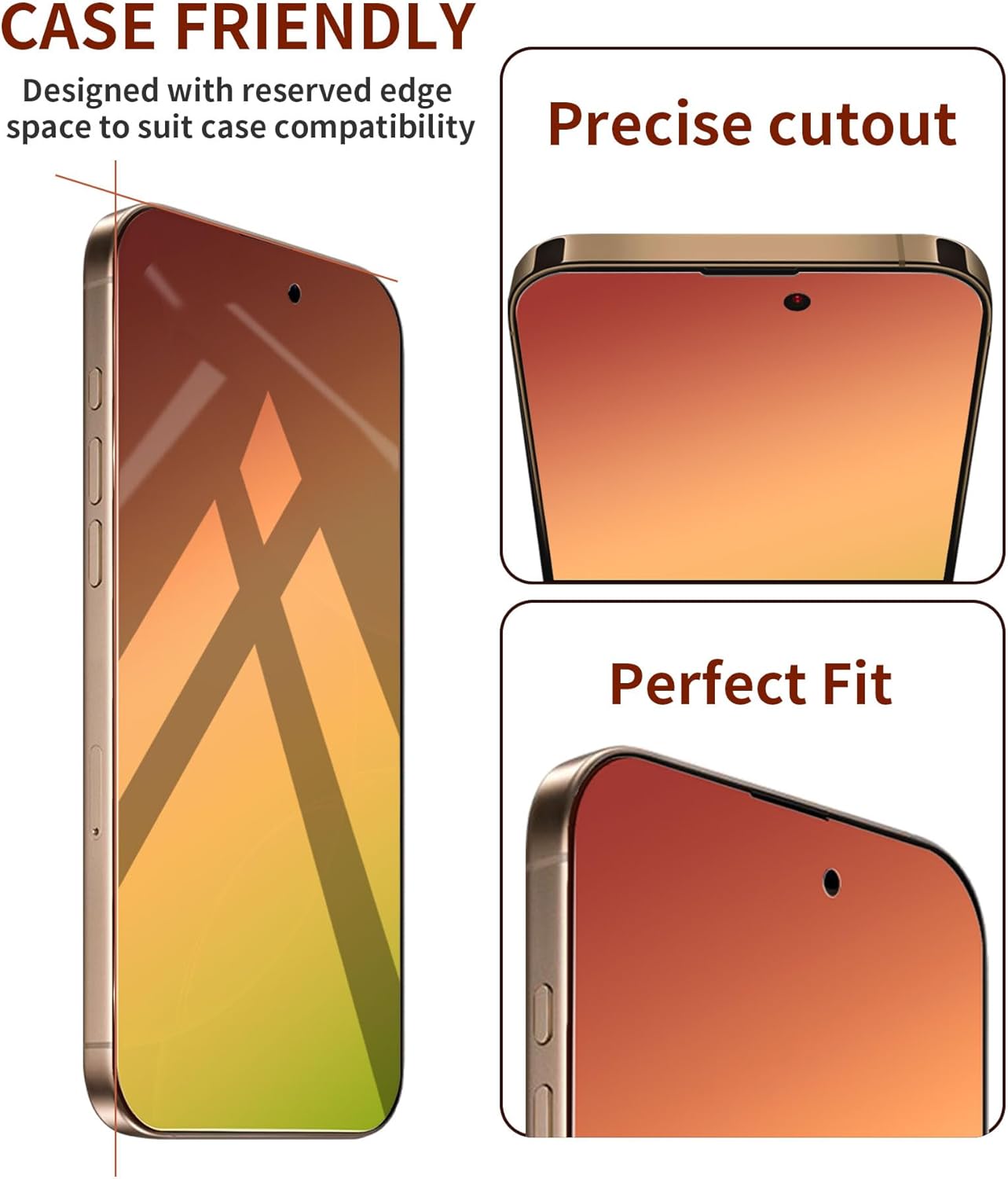 2 Pack for iPhone 16 Pro Privacy Screen Protector Tempered Glass for iPhone16Pro 6.3inch Anti-Spy Private Glass Film Anti-Blue Light No Bubble Anti-Scratch Gradient Green