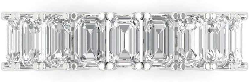 Clara Pucci 2.61 ct Brilliant Emerald Cut Genuine Lab Grown Diamonds VS1-2 I-J 18K White Gold Eternity Bridal Engagement Wedding Band · v2
