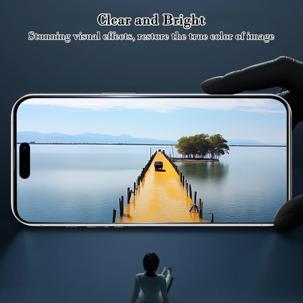 Lot de 2 films de protection d'écran PERFECTSIGHT en verre trempé saphir compatibles avec l'iPhone 16 Pro Max, protection d'écran anti-lumière bleue 6,9 pouces 2024, [Protection oculaire de qualité médicale] Filtre HD 6 radiations 10 fois incassable