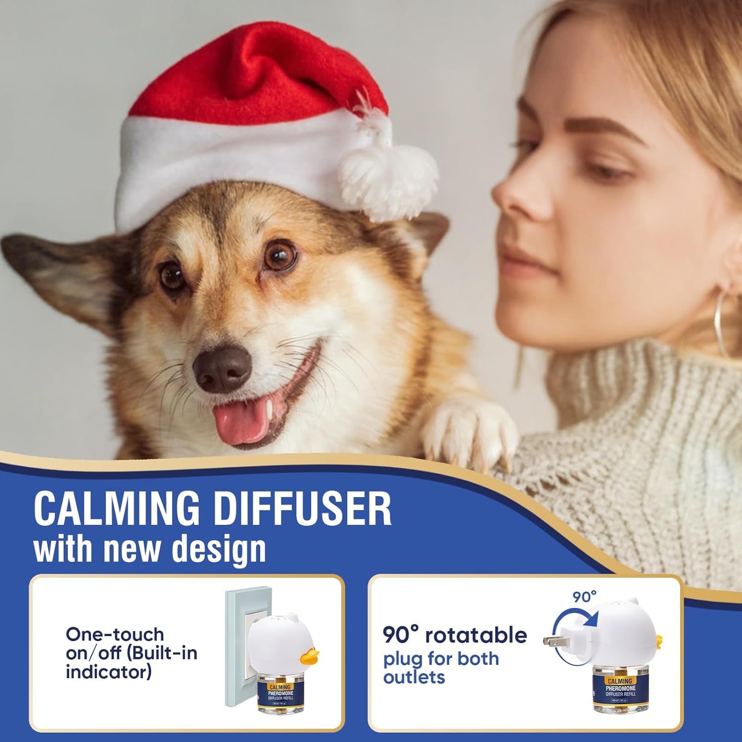 Dog Pheromone Calming Diffuser 4 In 1 Appeasing Pet Pheromones Diffuser to Calm Kit (Plug in  3 Pack 48ml Refill) for Anxiety Relief Reduce Barking Aggression Fighting Stress 90 Day Supply(Tasteless) · v3