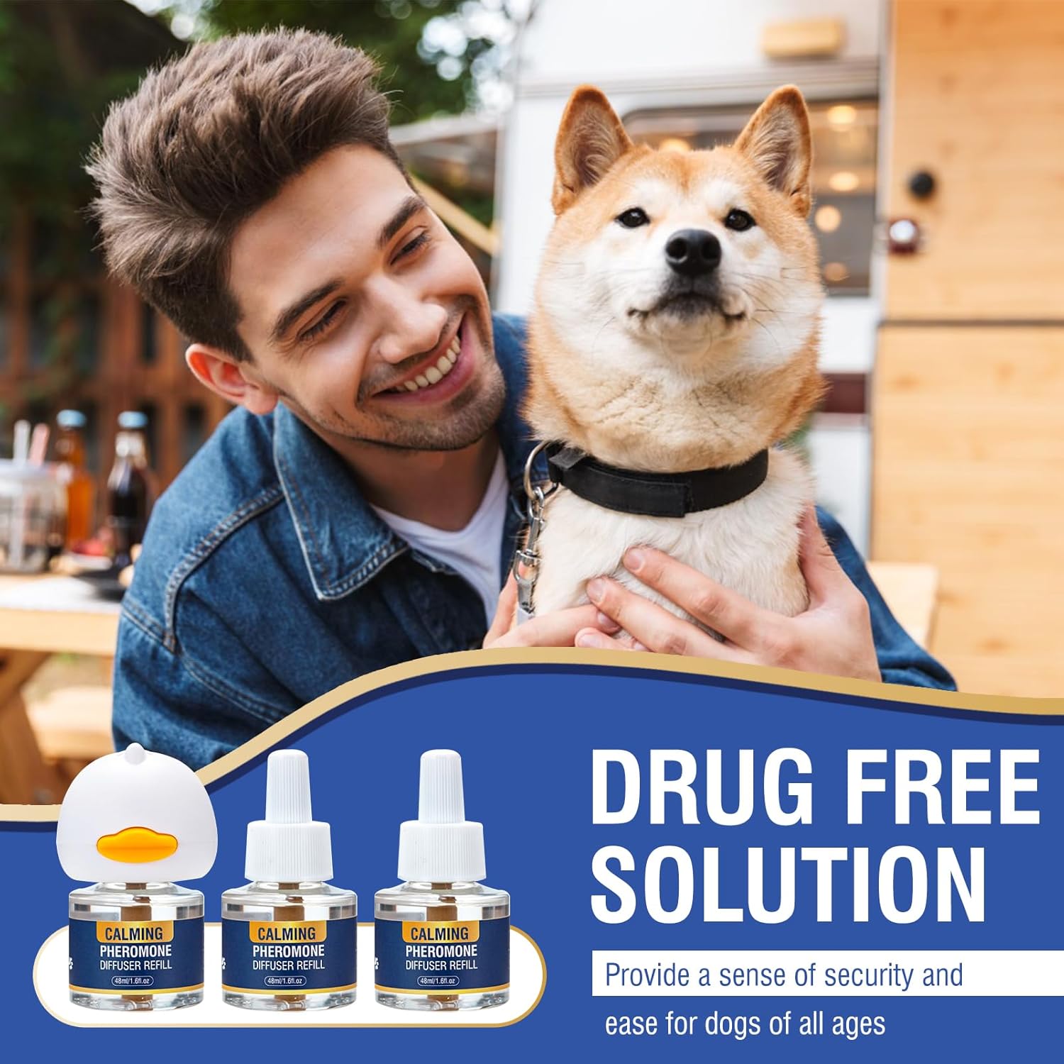 Dog Pheromone Calming Diffuser 4 In 1 Appeasing Pet Pheromones Diffuser to Calm Kit (Plug in  3 Pack 48ml Refill) for Anxiety Relief Reduce Barking Aggression Fighting Stress 90 Day Supply(Tasteless) · v3