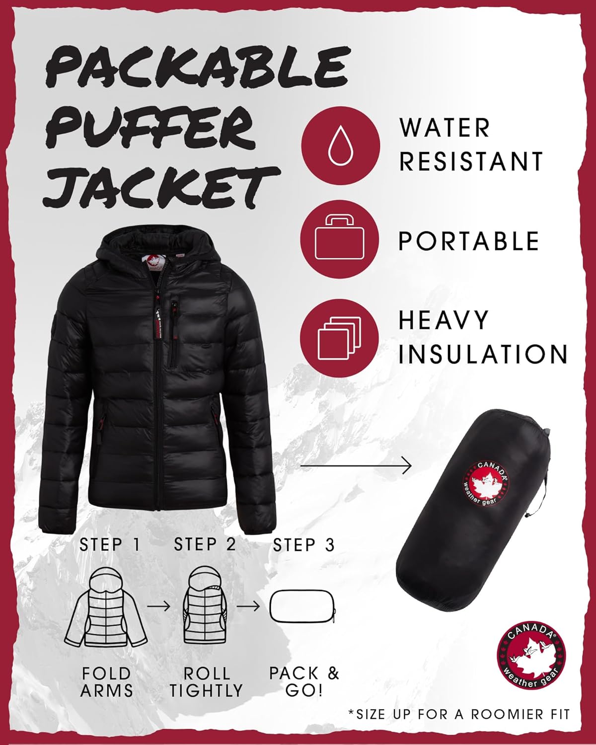 CANADA WEATHER GEAR куртка-пуховик для девочек - легкая, компактная, водонепроницаемая верхняя одежда, куртки для девочек (7-16)