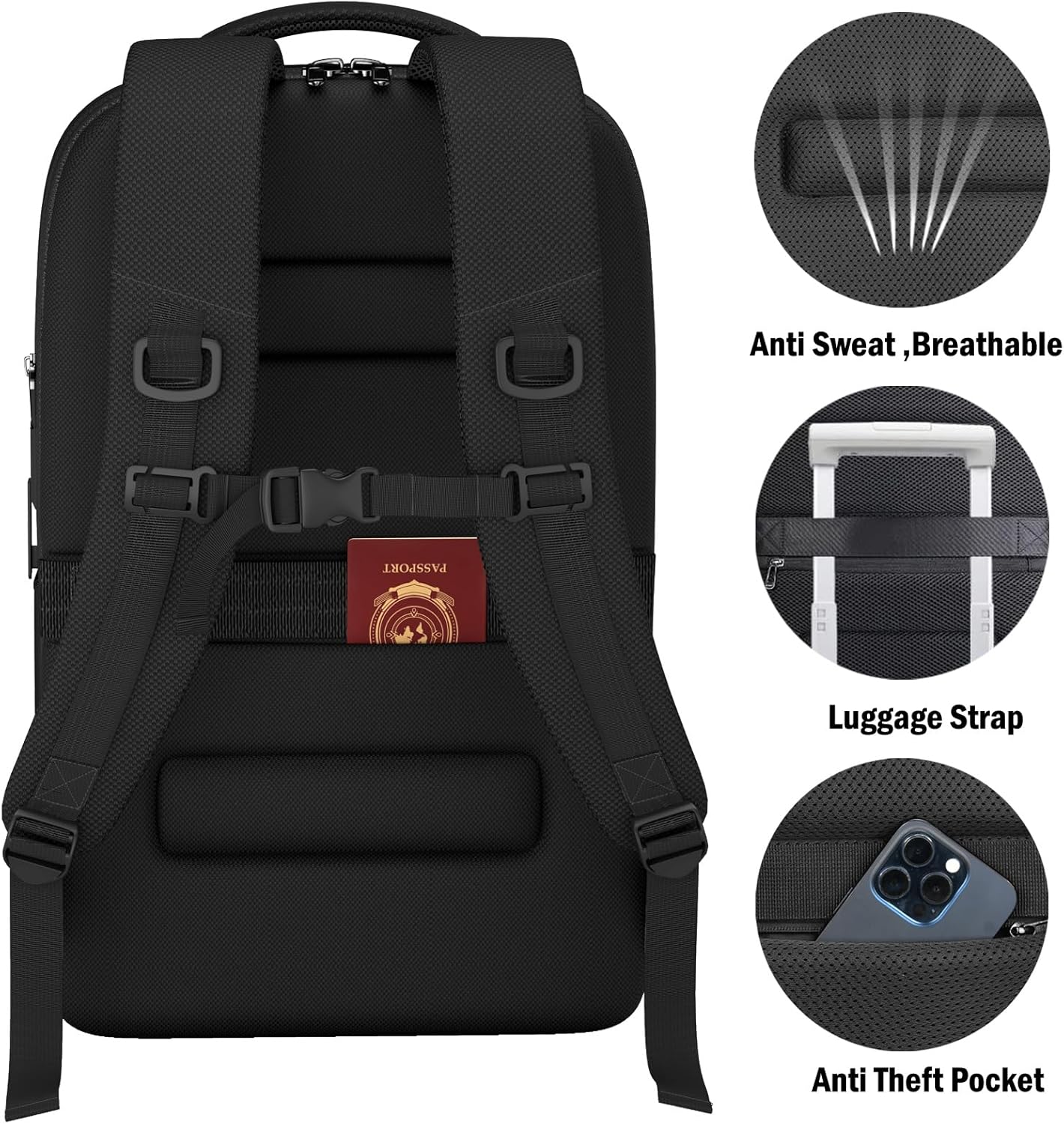 Genişletilebilir Seyahat Sırt Çantası, İş Dizüstü Bilgisayar Sırt Çantası, USB Şarj Bağlantı Noktalı TSA-Flight Onaylı Sırt Çantası, Erkekler Kadınlar için 15.6 İnç Dizüstü Bilgisayara uyar