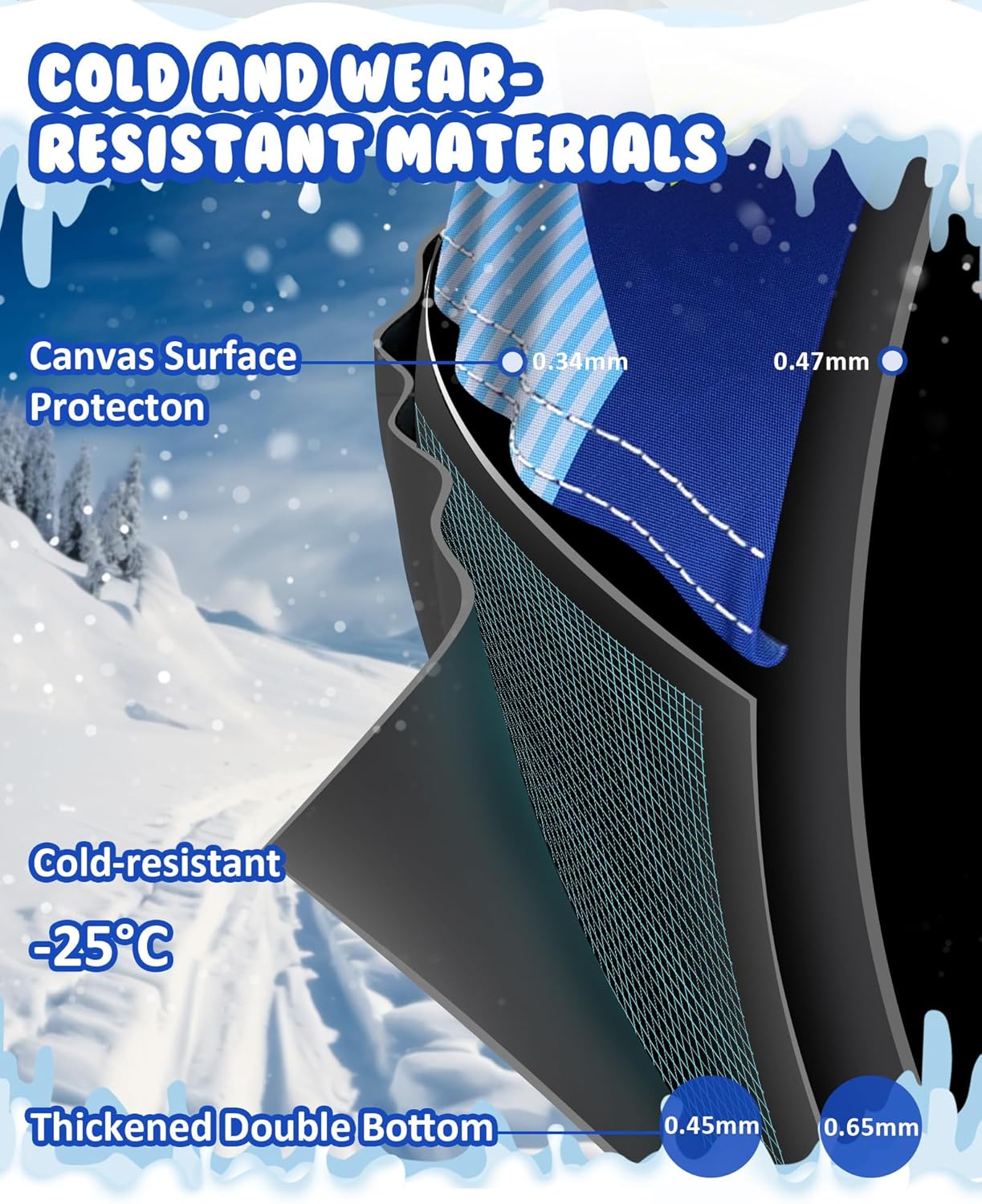 Raxurt Heavy Duty sneeuwbuis met hoogwaardige canvashoes voor kinderen en volwassenen, opblaasbare sneeuwslee van 48 cm, gemaakt van Thickened Bottom, sleeën, leuk speelgoed voor buiten, voor kinderen, jongens en meisjes