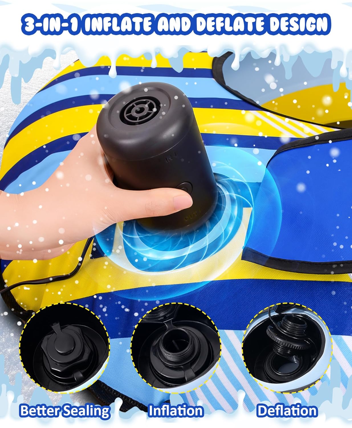 Raxurt Heavy Duty sneeuwbuis met hoogwaardige canvashoes voor kinderen en volwassenen, opblaasbare sneeuwslee van 48 cm, gemaakt van Thickened Bottom, sleeën, leuk speelgoed voor buiten, voor kinderen, jongens en meisjes