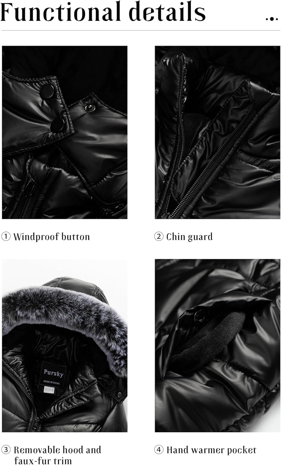 Pursky Girls Warm Winter Coat Long Parka Fleece Lined Waterproof Puffer Jacket With Removable Hood