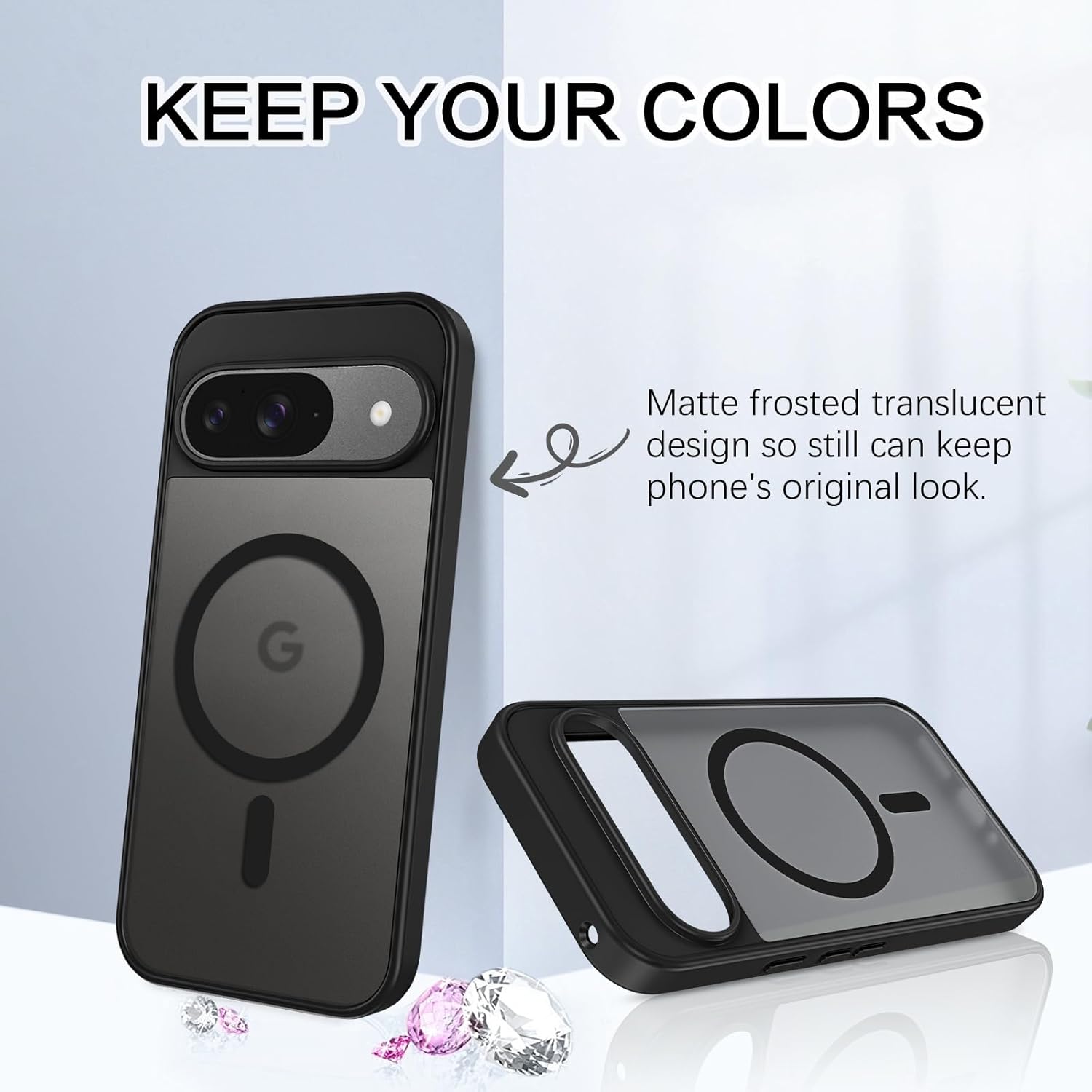 BENTOBEN for Google Pixel 9 Case  Google Pixel 9 Pro Case [Compatible with Magsafe] Translucent Matte Magnetic Pixel 9/9 Pro Case Slim Thin Shockproof Women Men Protective Phone Cases Cover, Black · v2