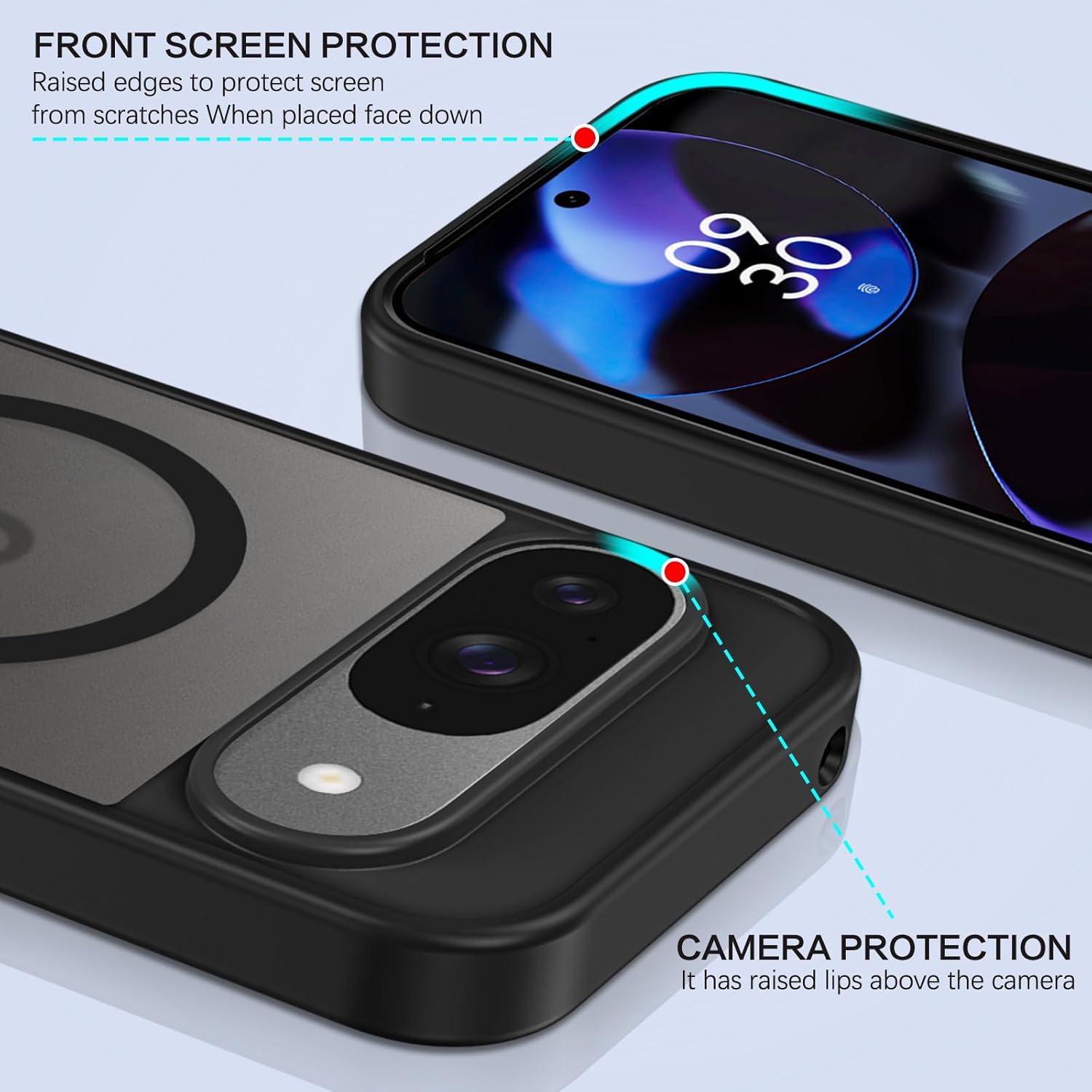BENTOBEN for Google Pixel 9 Case  Google Pixel 9 Pro Case [Compatible with Magsafe] Translucent Matte Magnetic Pixel 9/9 Pro Case Slim Thin Shockproof Women Men Protective Phone Cases Cover, Black · v2