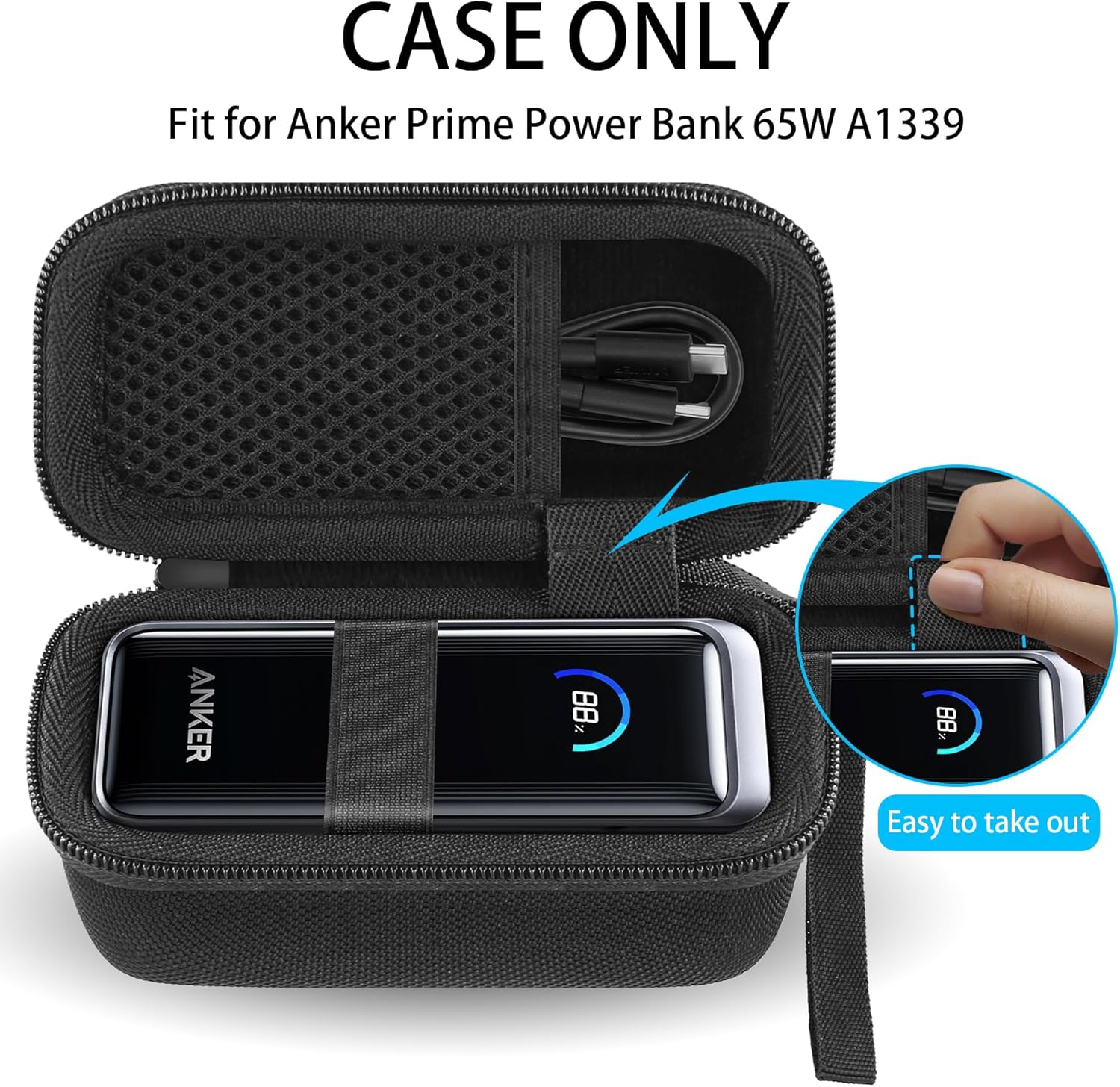 Étui de voyage rigide CO2crea pour batterie Anker Prime 9600 mAh, batterie 65 W (étui uniquement)