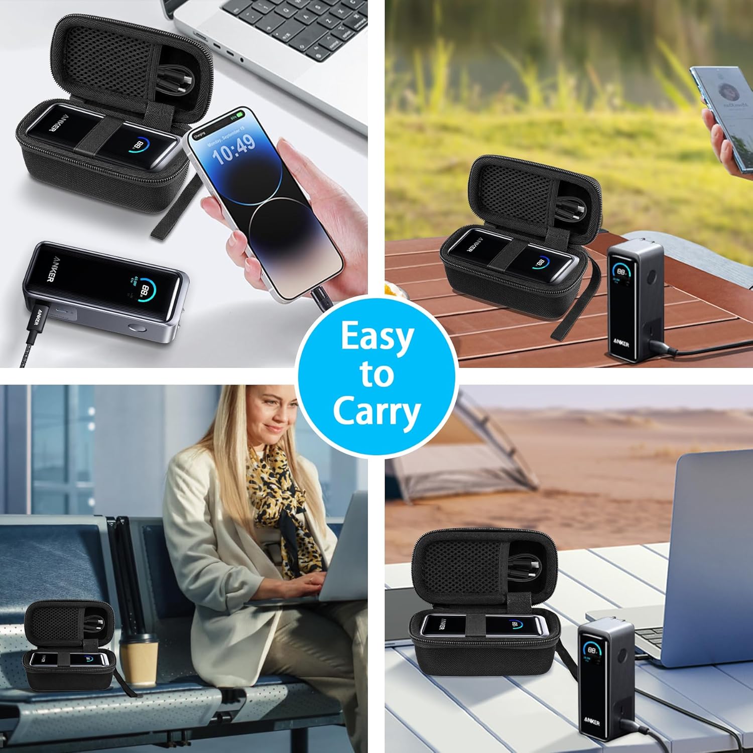 Étui de voyage rigide CO2crea pour batterie Anker Prime 9600 mAh, batterie 65 W (étui uniquement)