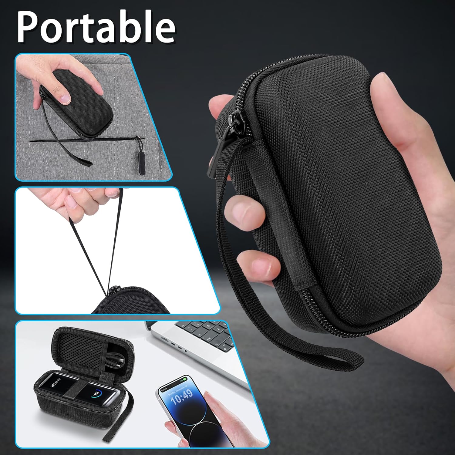 Étui de voyage rigide CO2crea pour batterie Anker Prime 9600 mAh, batterie 65 W (étui uniquement)