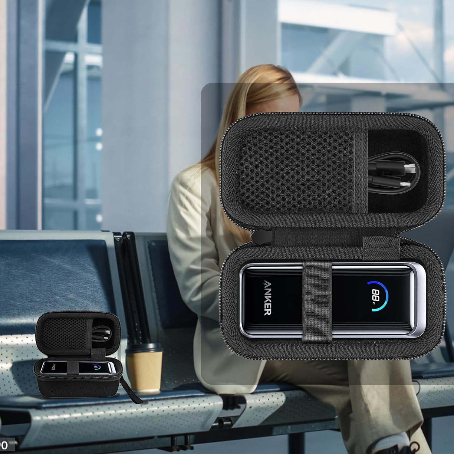 Étui de voyage rigide CO2crea pour batterie Anker Prime 9600 mAh, batterie 65 W (étui uniquement)