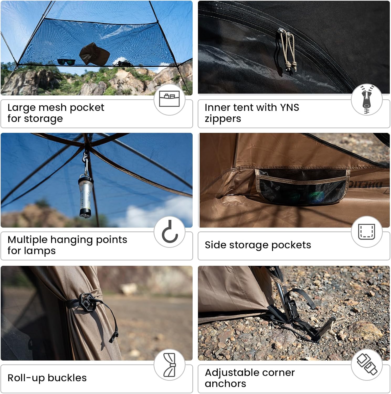Tienda de campaña OneTigris JOVIAN para 4 personas, tienda de campaña familiar para 3 estaciones, fácil de configurar, refugio para mochileros al aire libre con lona exterior de 2000 mm, base de tienda de campaña de 5000 mm, alfombrilla impermeable