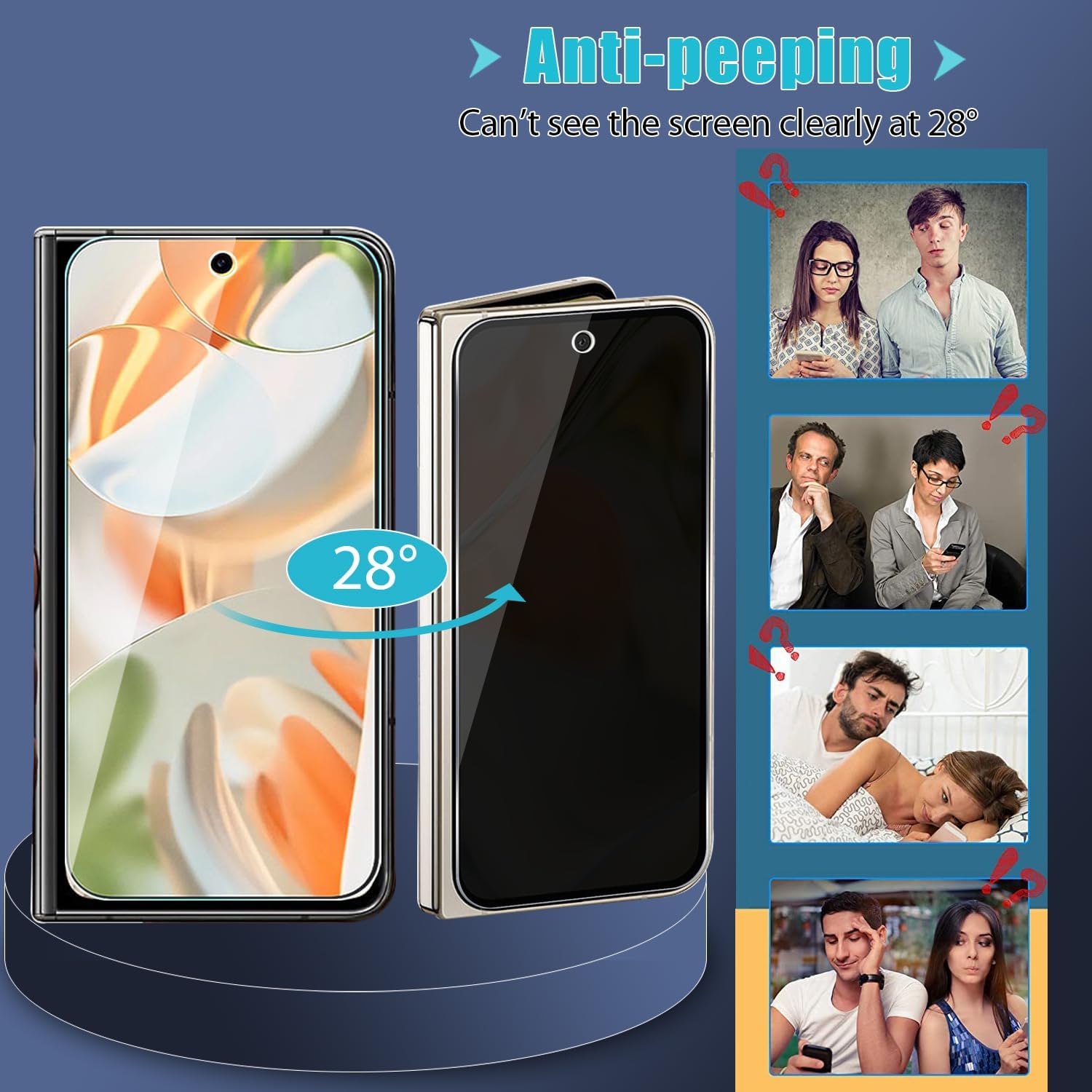 2-Pack for Google Pixel 9 Pro Fold Privacy Front Tempered Glass Screen Protector and 2-Pack Camera Lens Protector, Anti-Spy [Anti-Scratch] HD Clarity 9H Hardness [Bubble Free] · v2